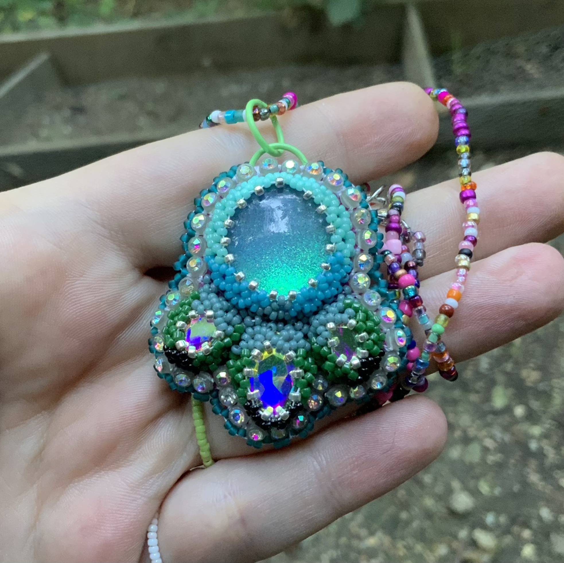 Turquoise dream beaded pendant