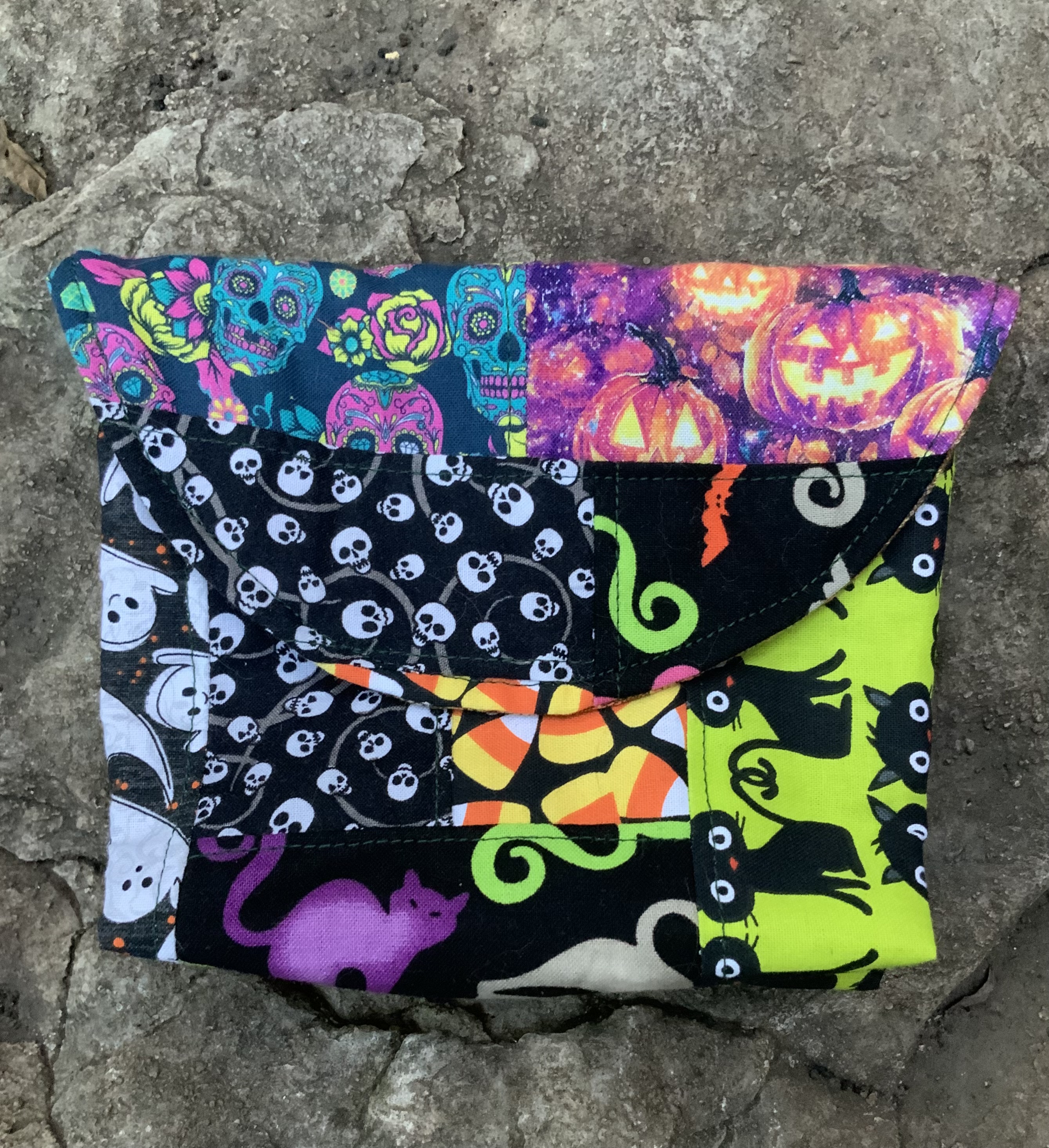 Halloween patchwork clutch bag