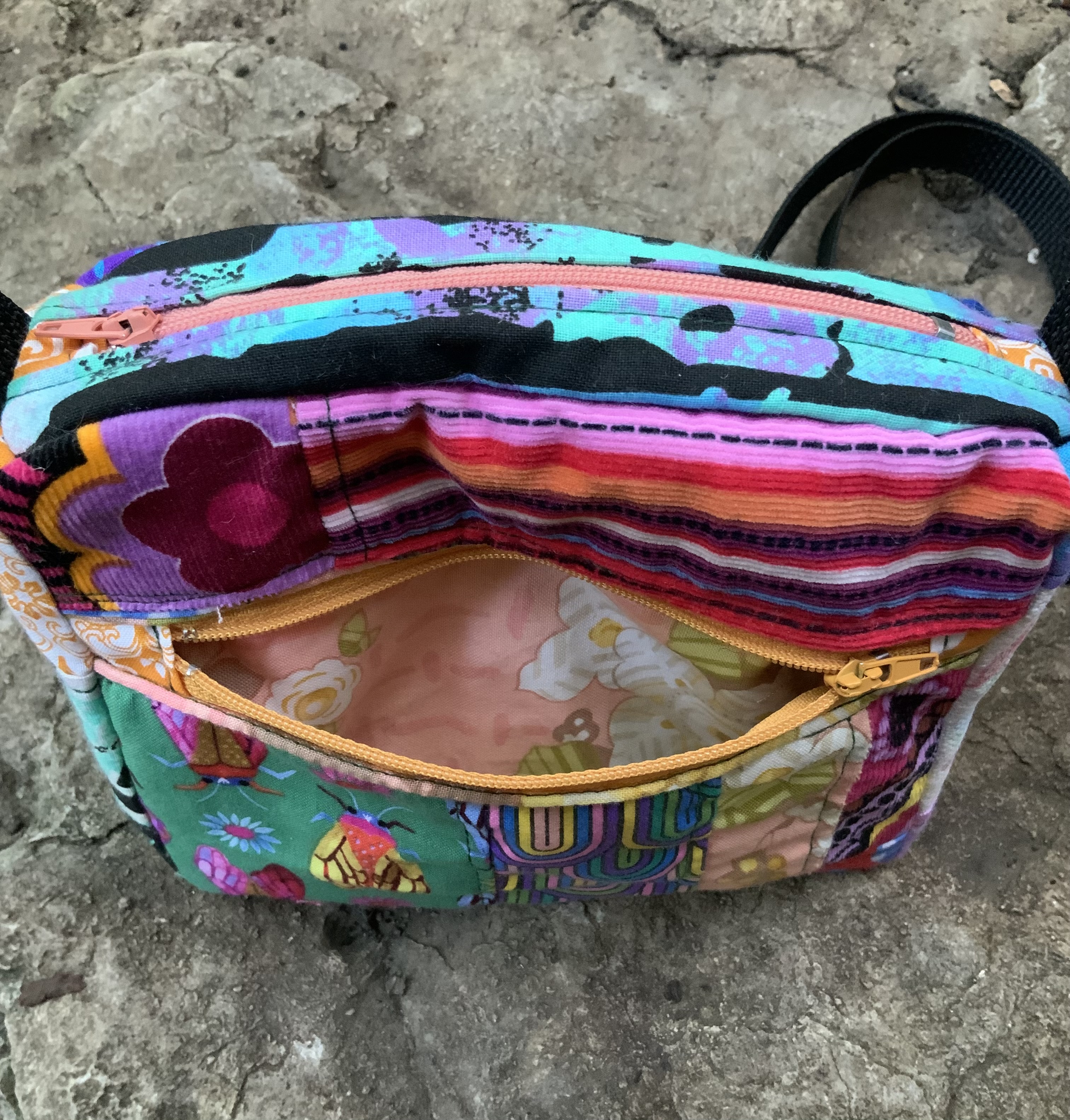 Cicada patchwork brick bag