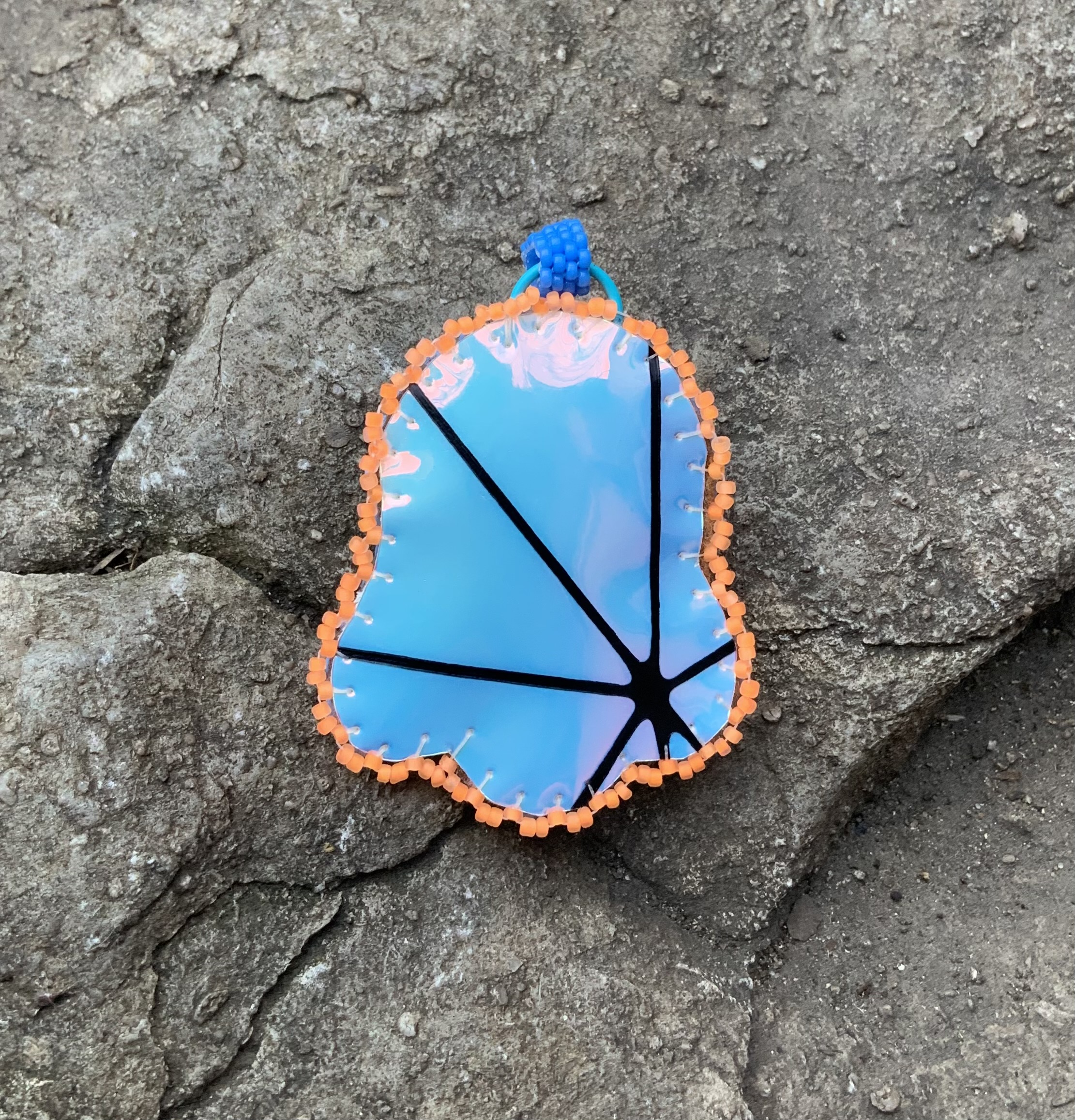 Frozen flame beaded pendant