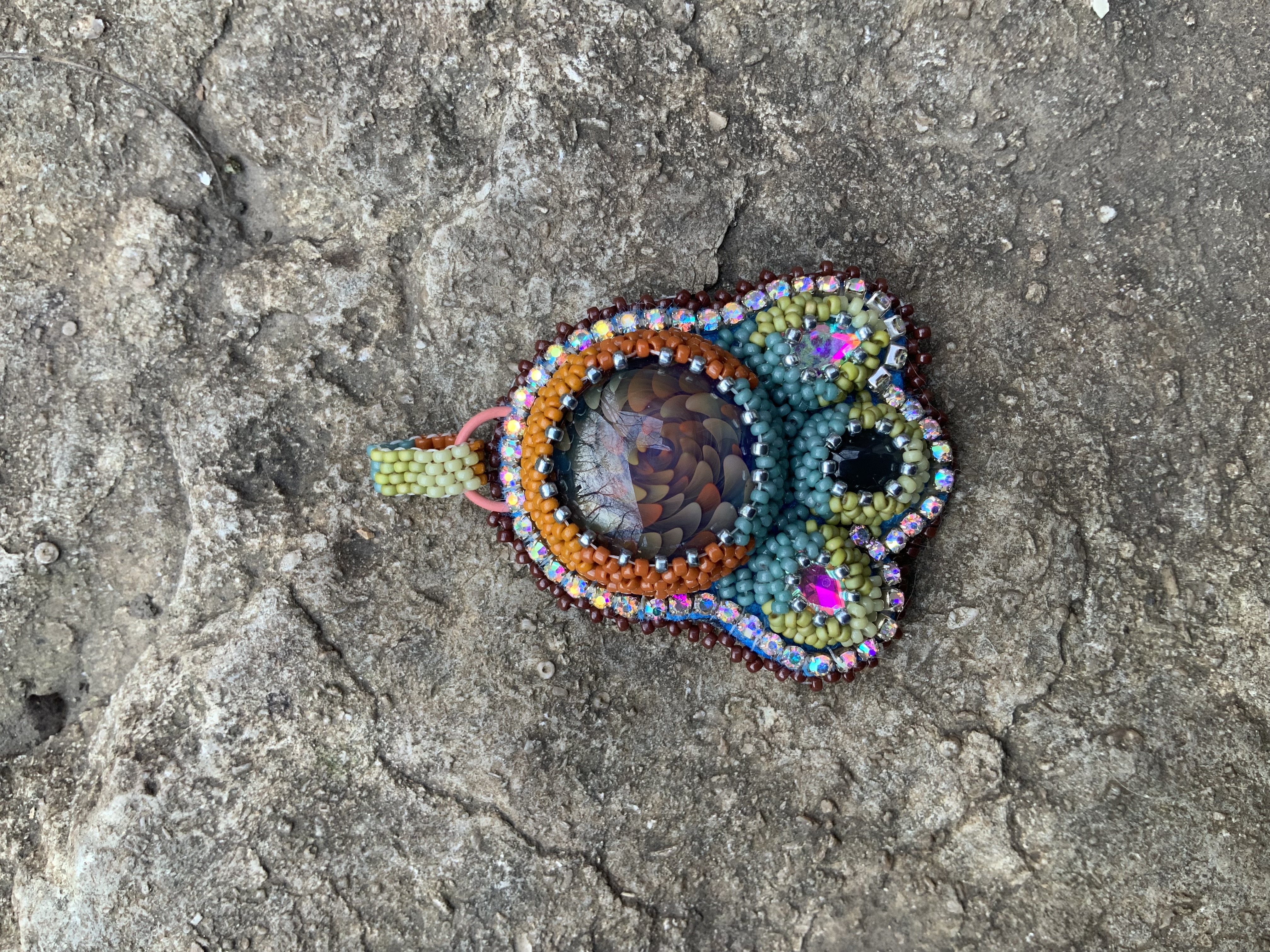 Earth soil beaded pendant