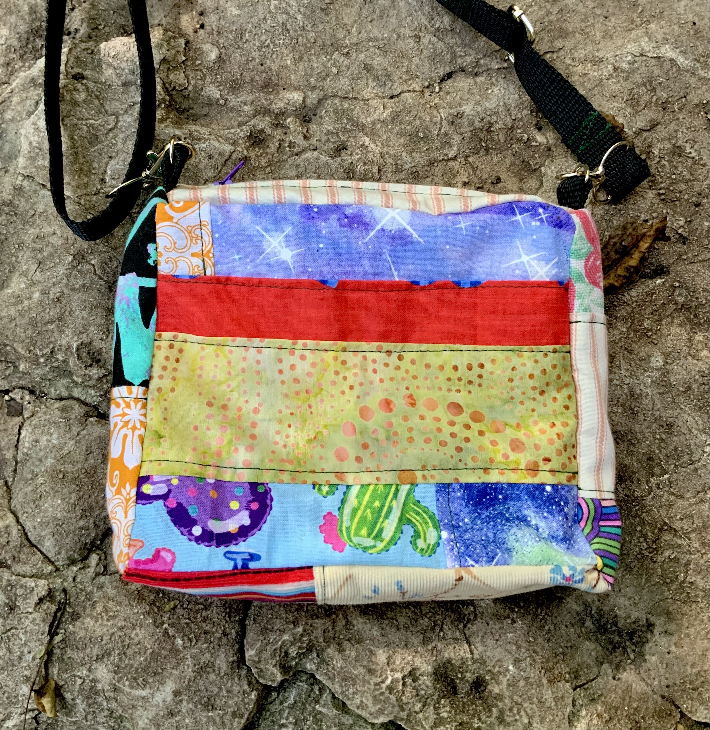 Cool guy and frog patchwork brick bag