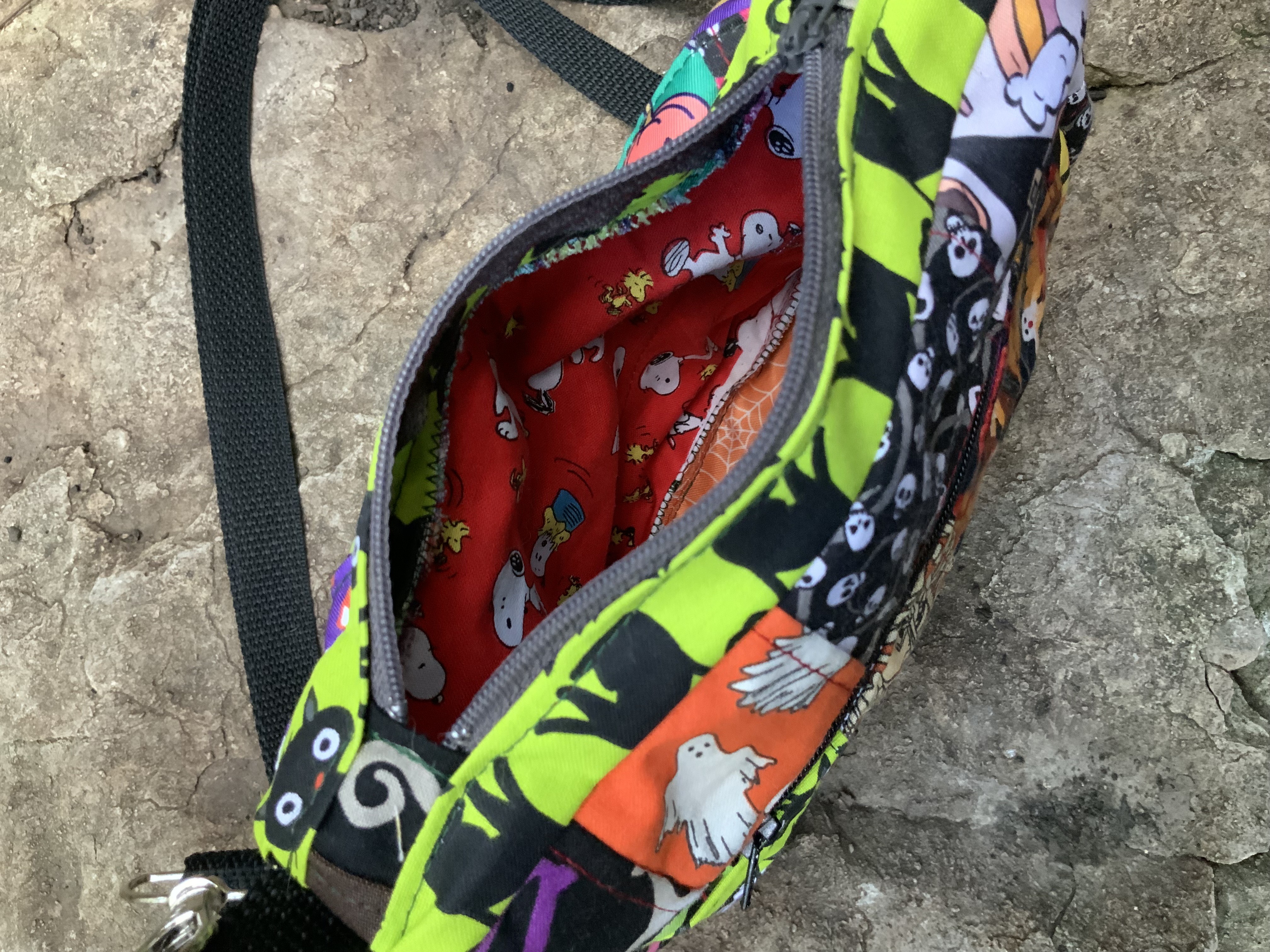 Halloween patchwork zipper bag 