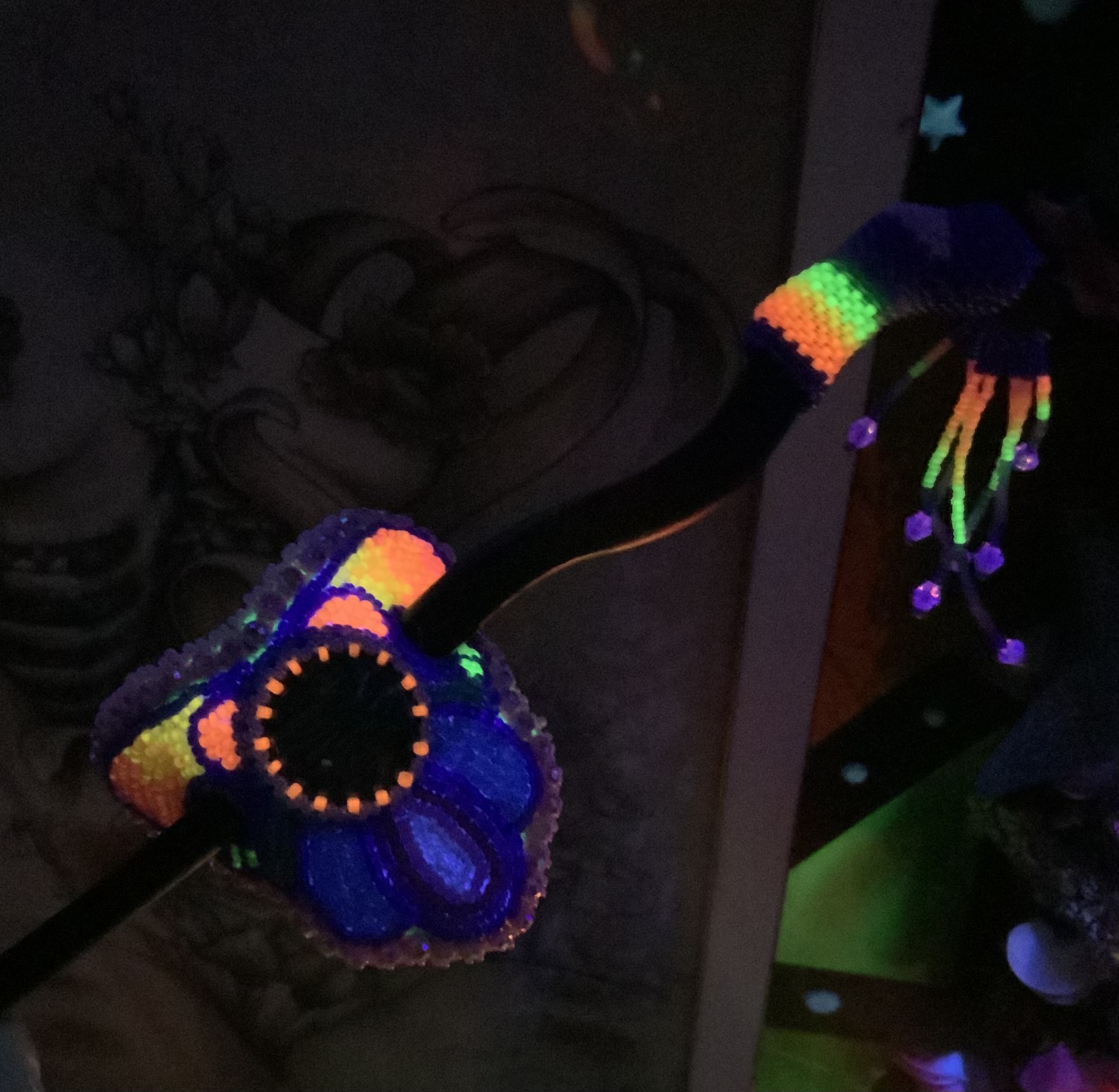 Beaded moth barrette with hair stick 