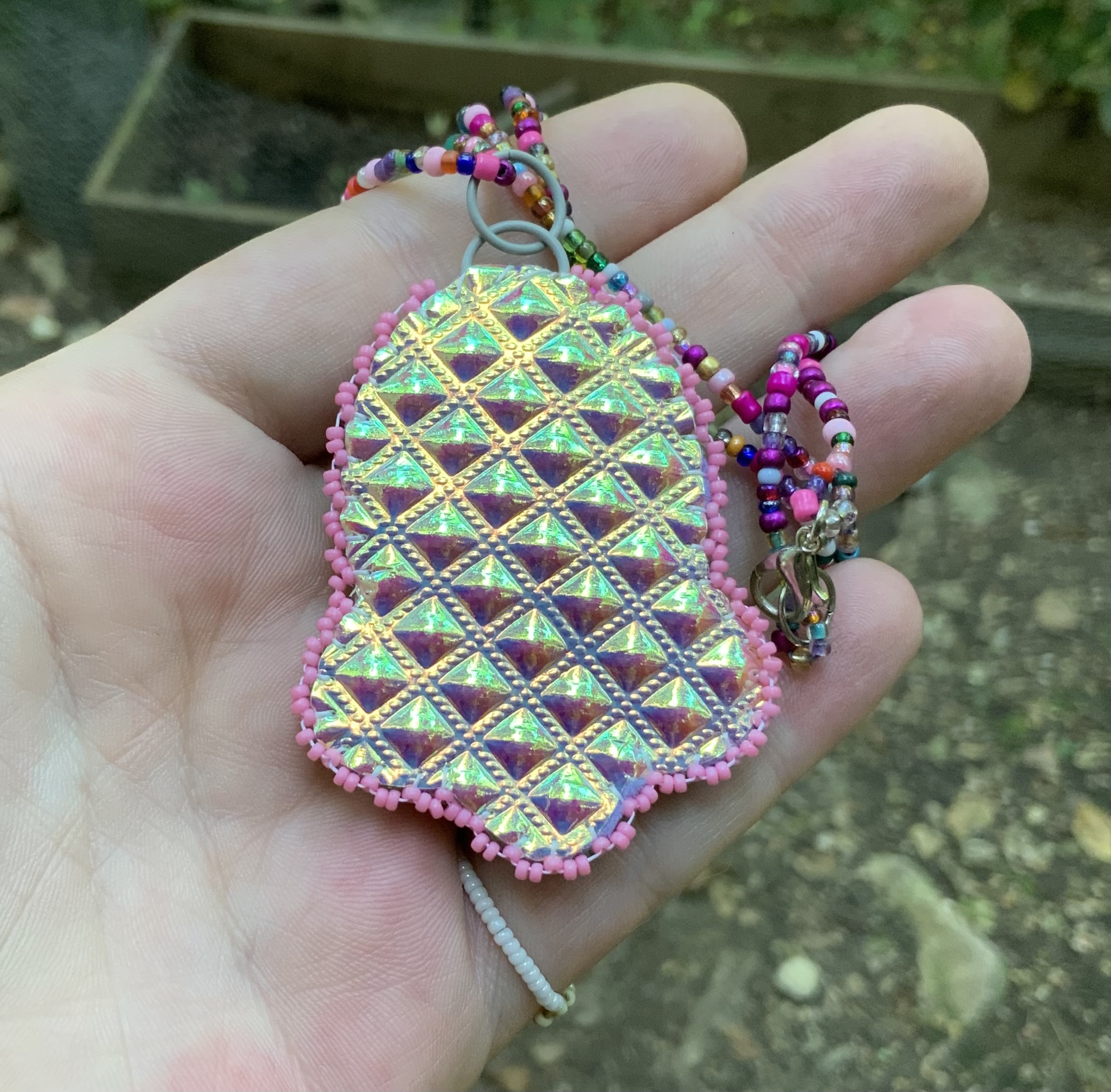 Easter puff beaded pendant
