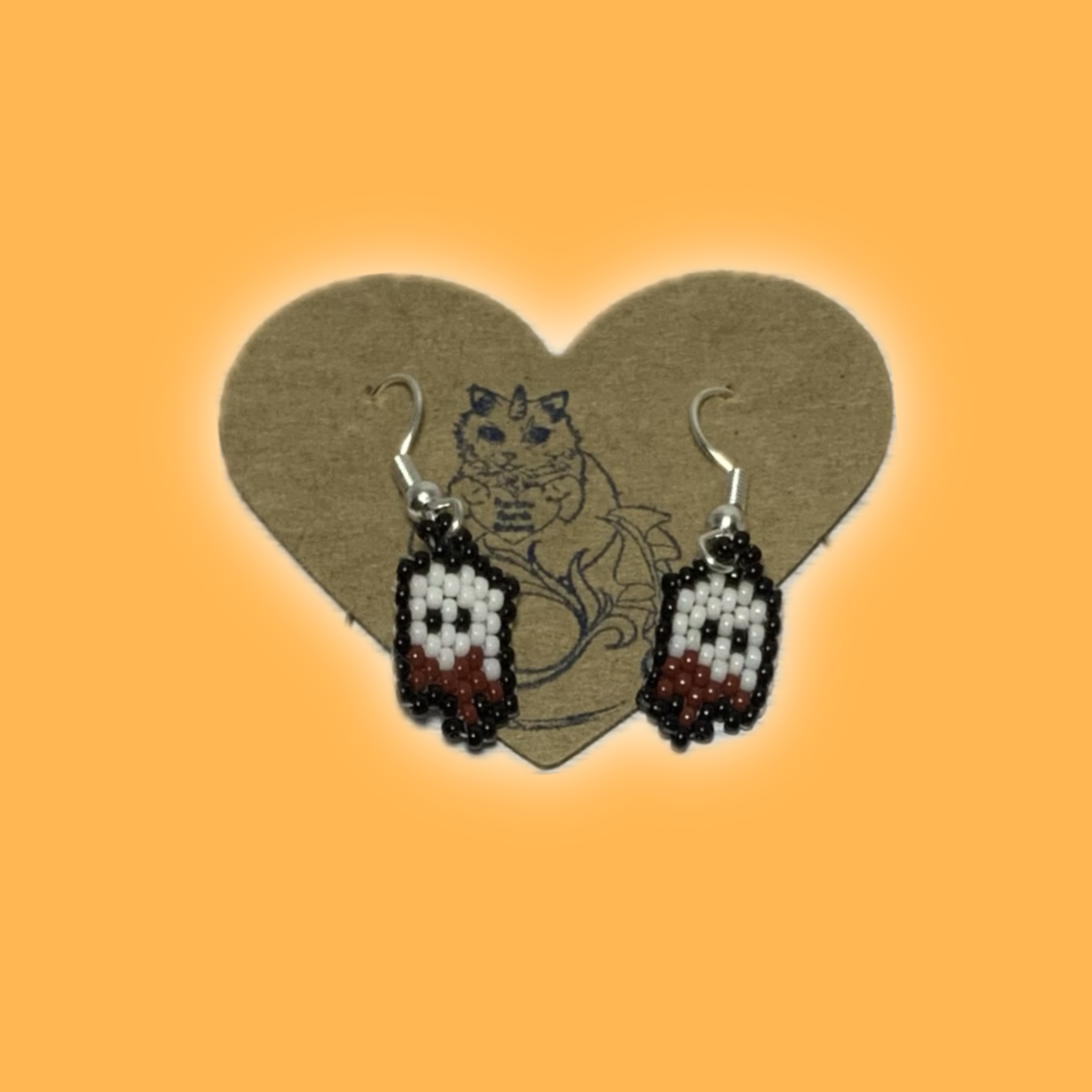 Gourd stitched beaded ghost earrings 