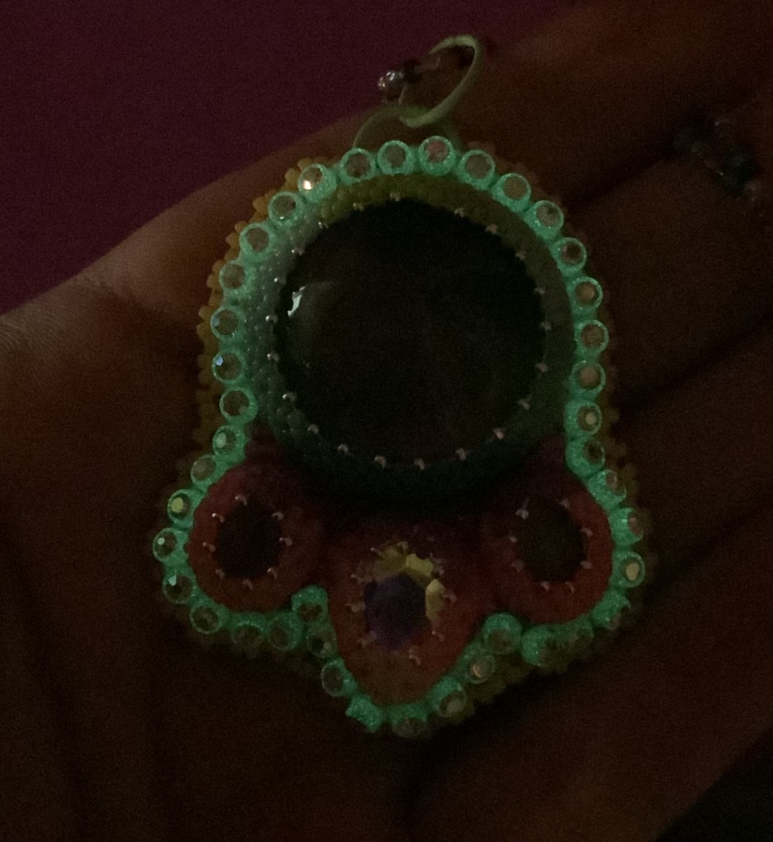 Pink fire beaded pendant