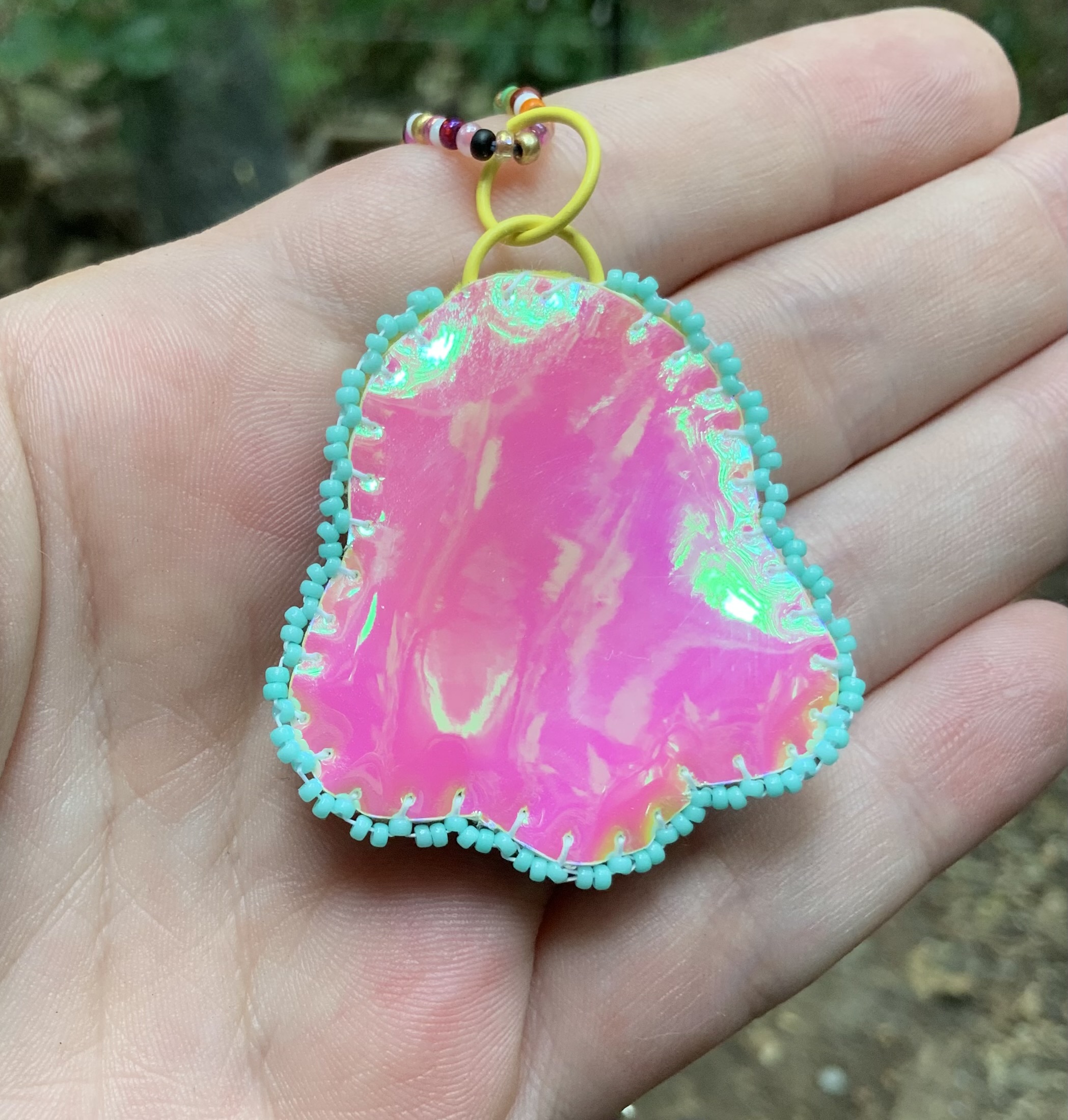 Trail Hiker beaded pendant