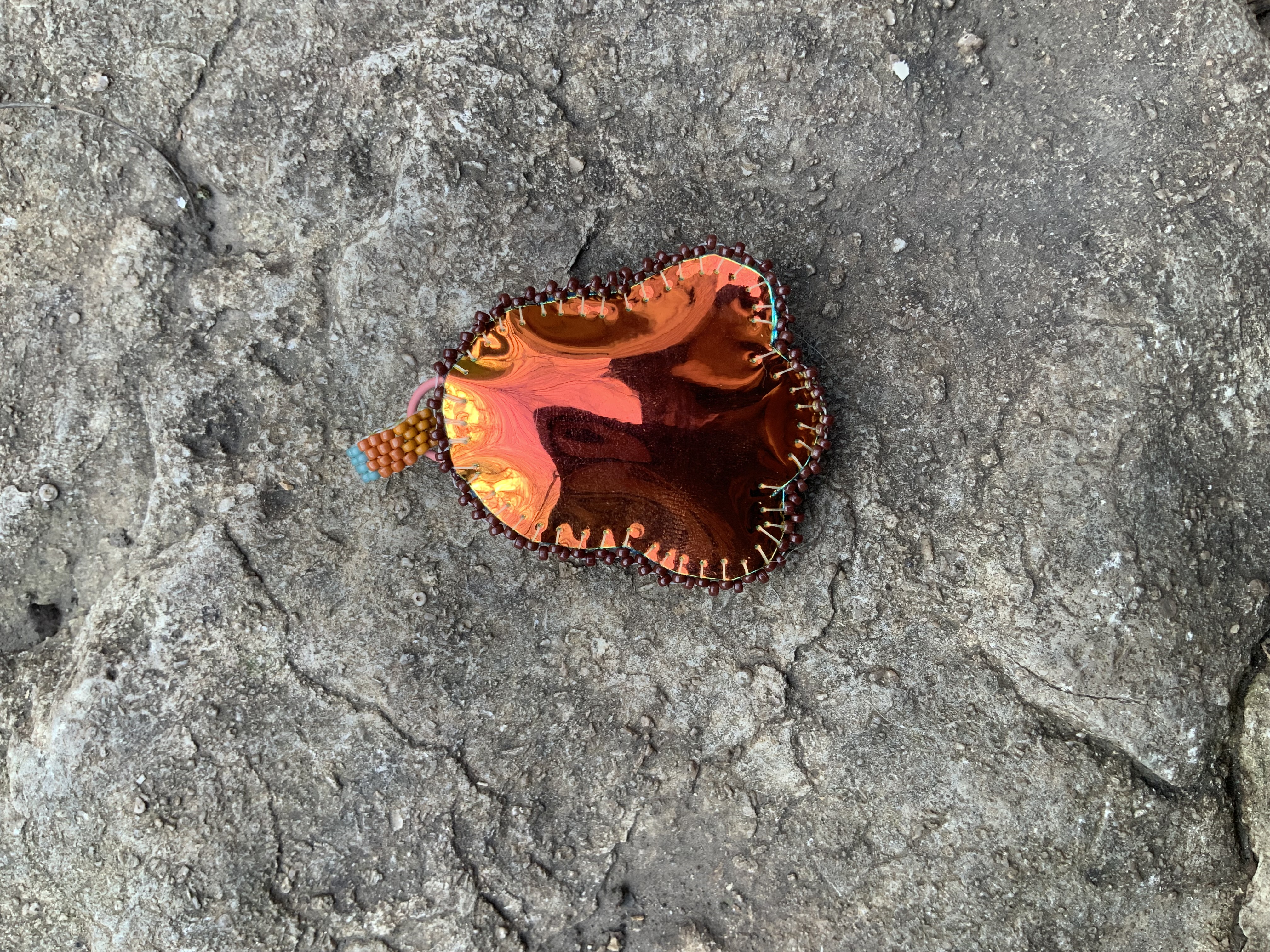 Earth soil beaded pendant