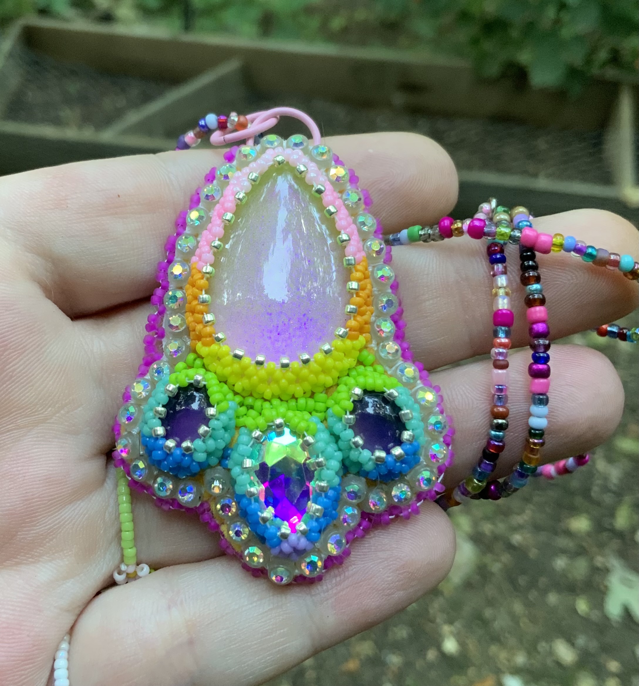 Pink parade beaded pendant