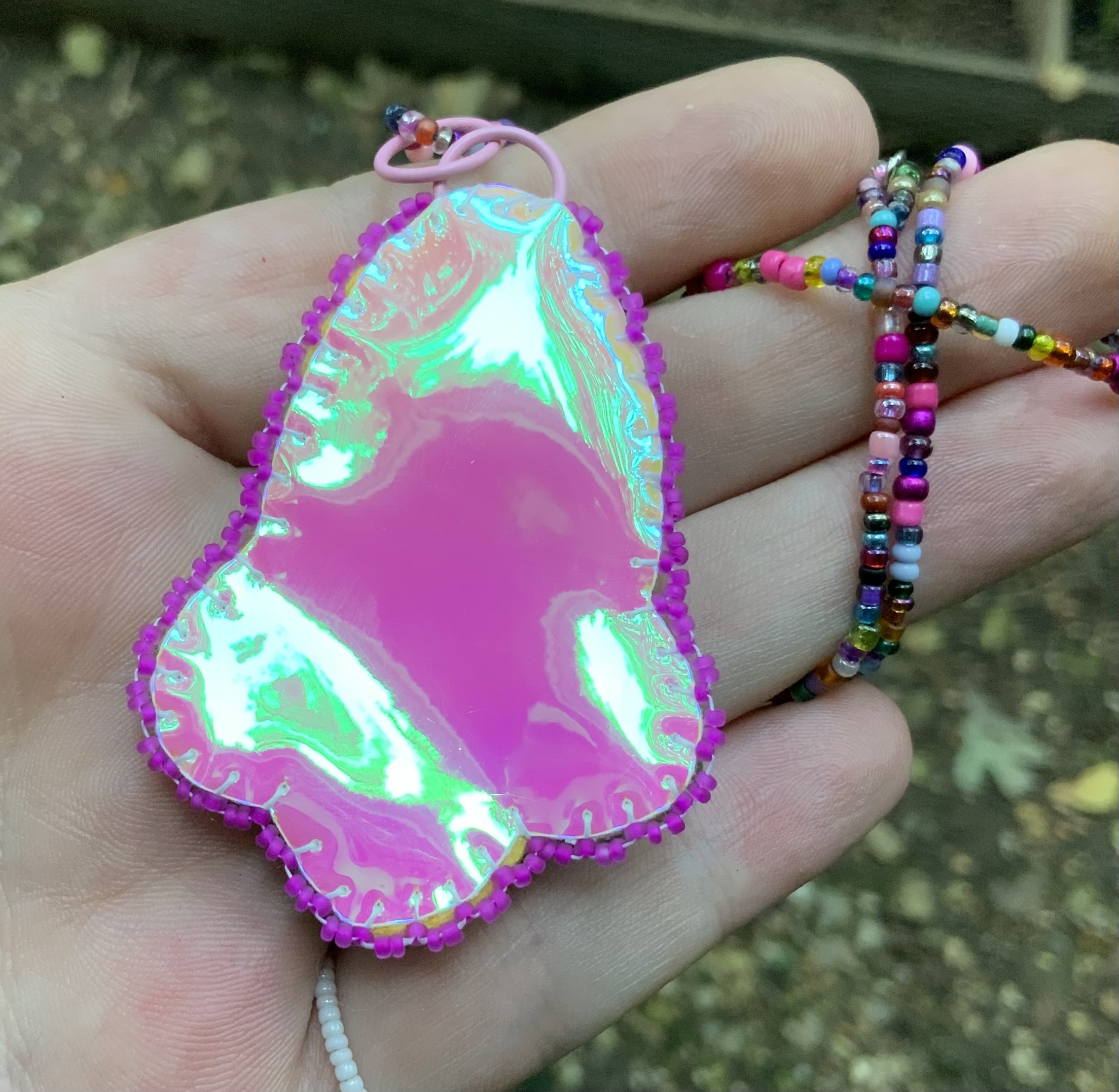 Pink parade beaded pendant