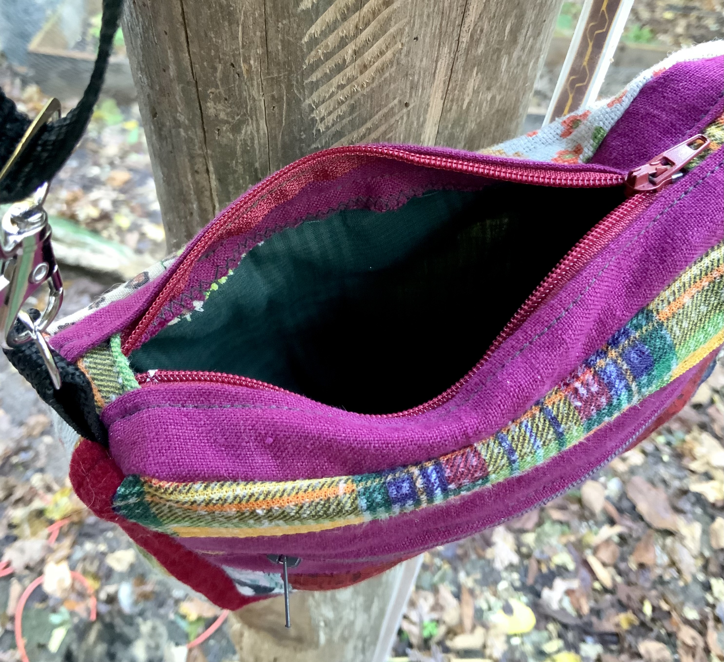 Fall maroon patchwork brick bag
