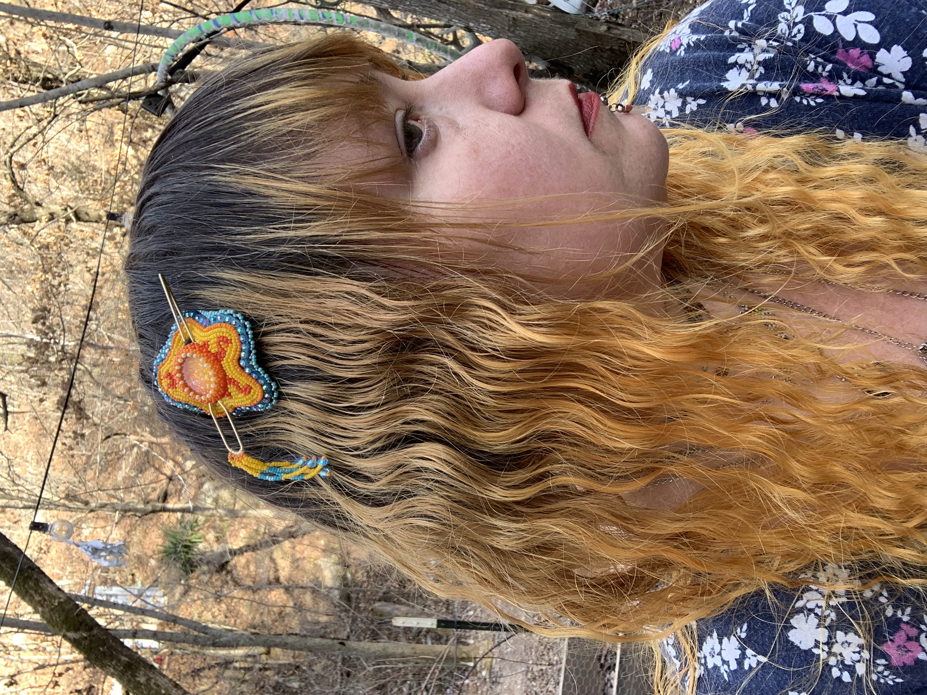 Beaded star and moon hair barrettes 