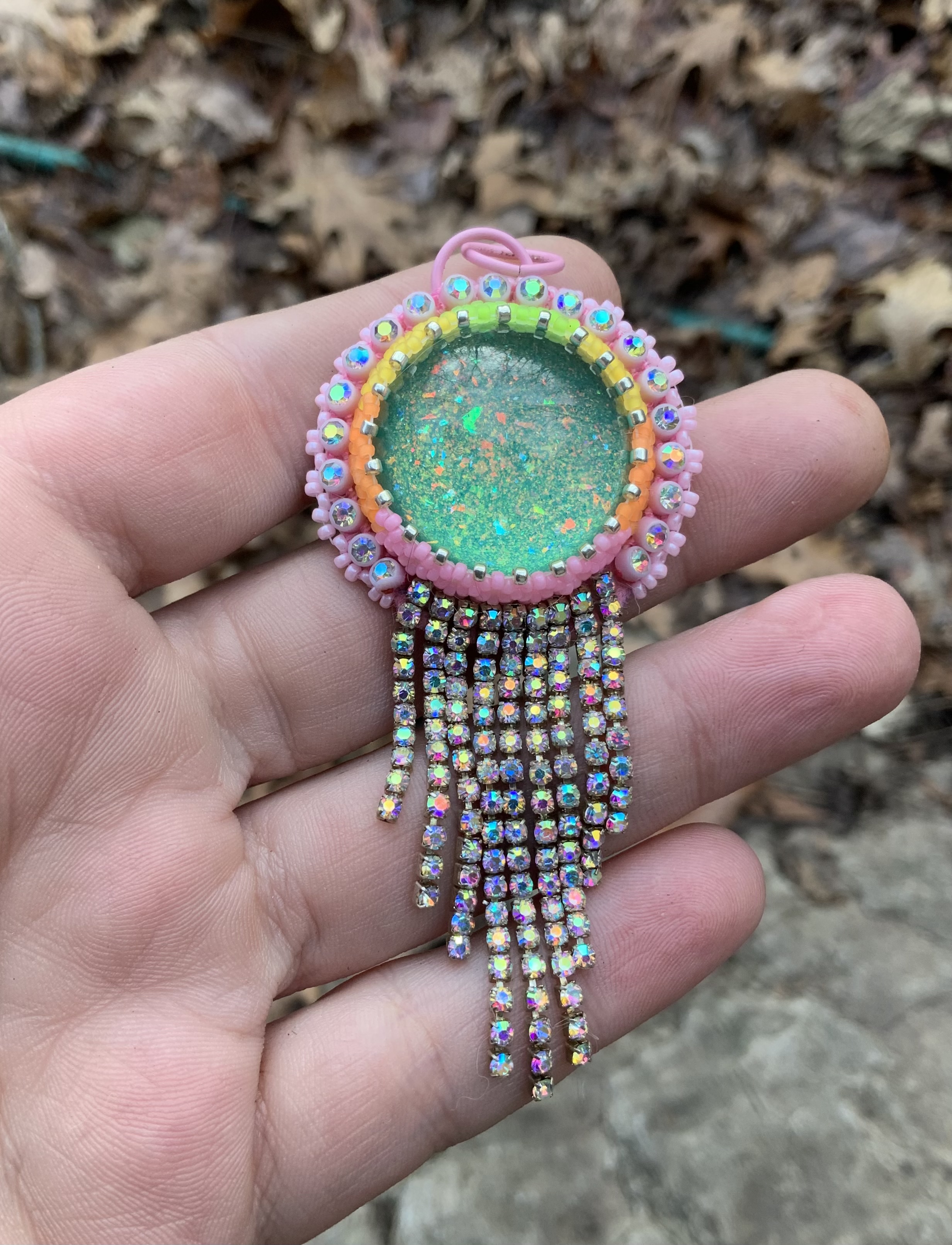 Sparkle squid beaded pendant