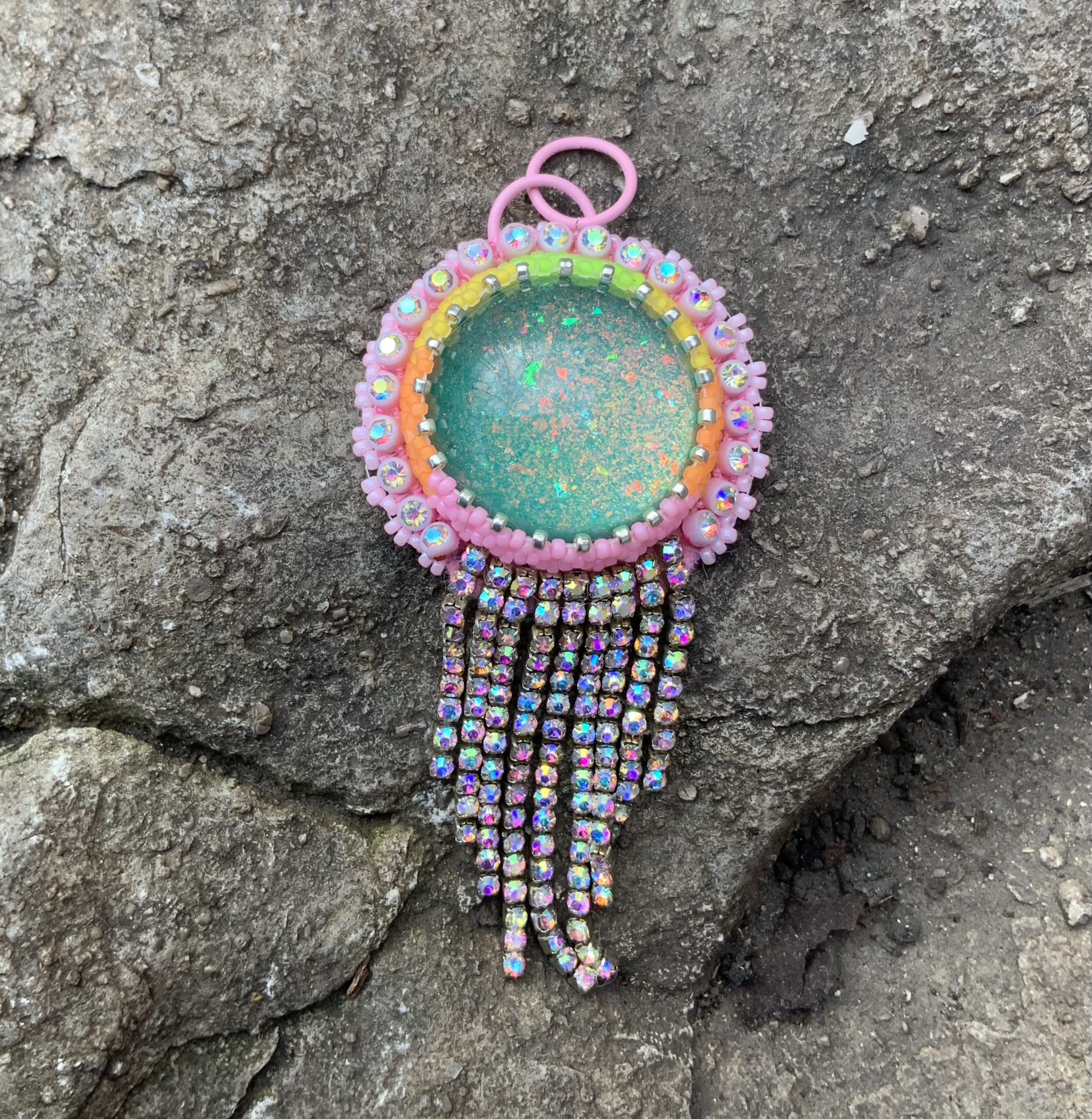 Sparkle squid beaded pendant