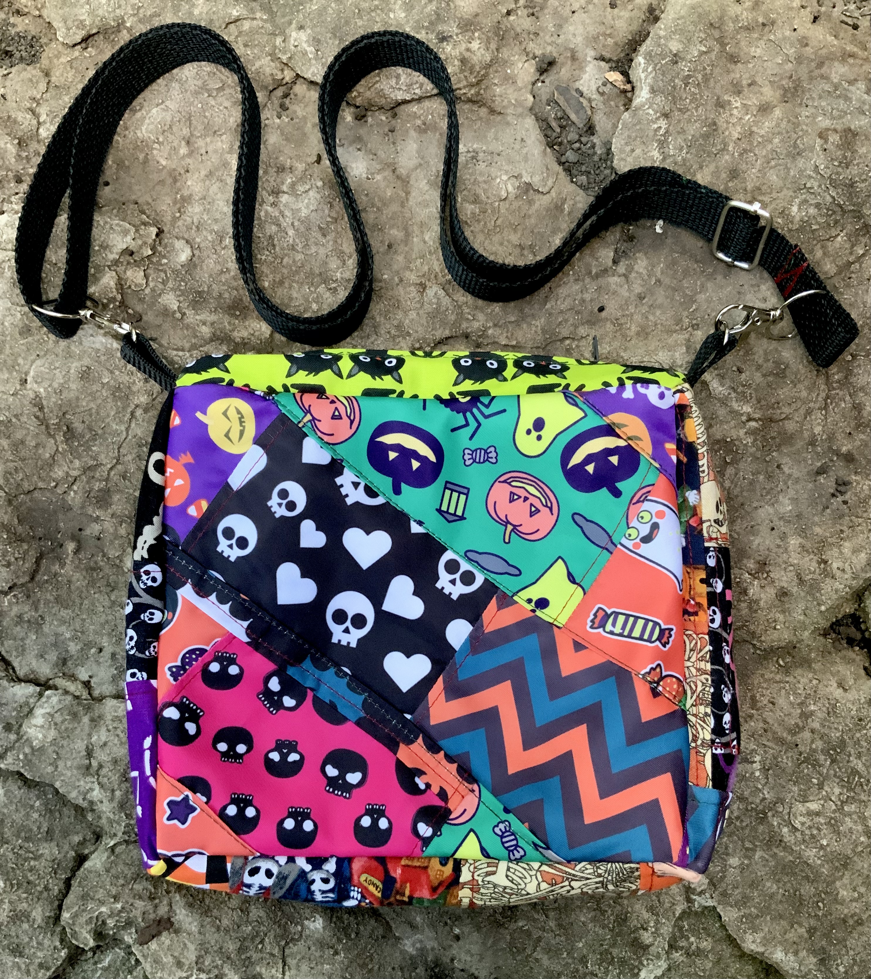 Halloween patchwork zipper bag 