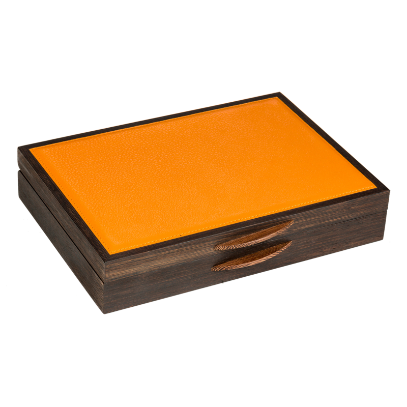 ATELIER DE LA FORÊT - Coffret 11 places - Bois de wengé et cuir de vachettes foulonnées