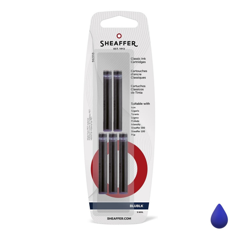 SHEAFFER - Blister de 5 cartouches d'encre pour stylo plume 