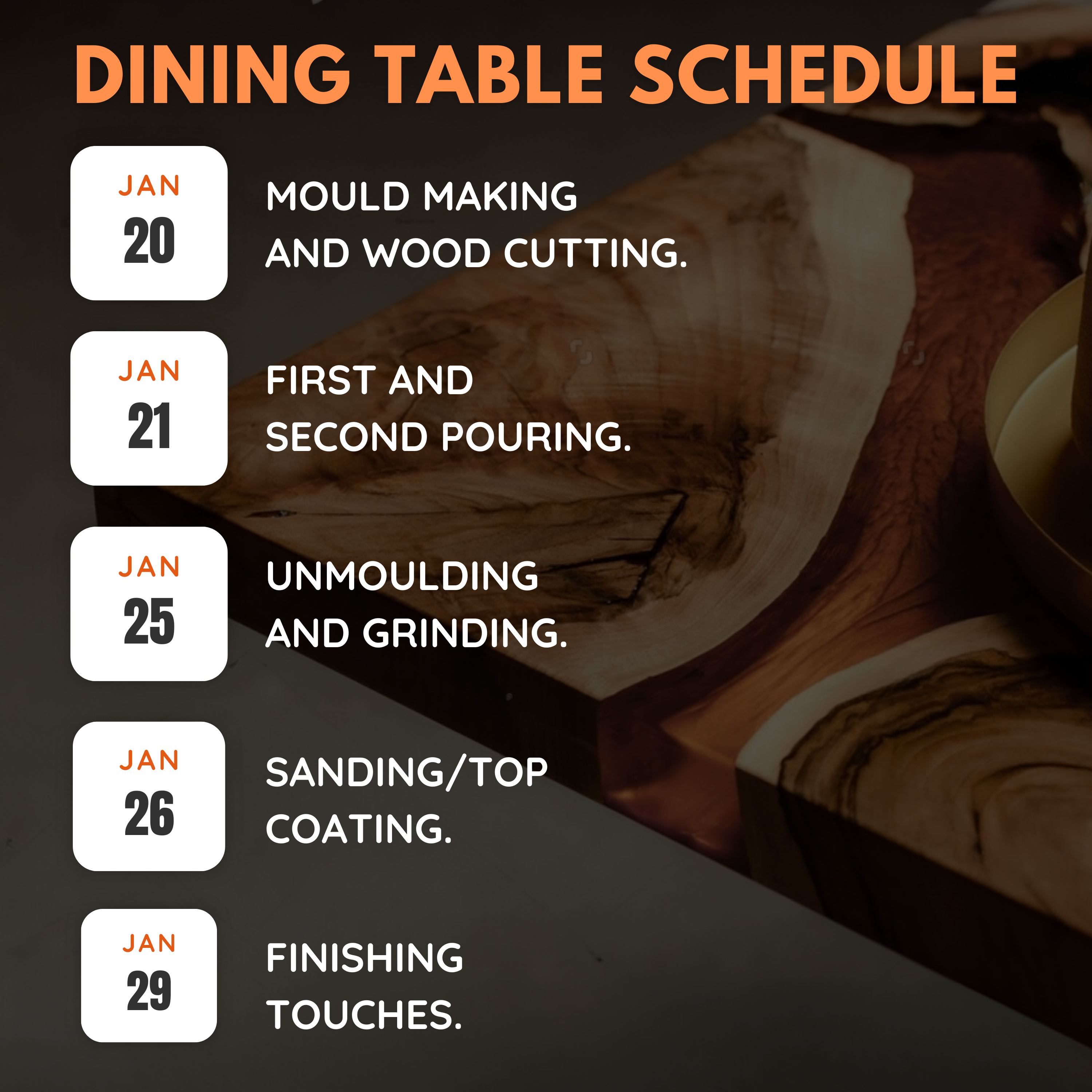 Resin Dining Table course (5ft X 3ft)
