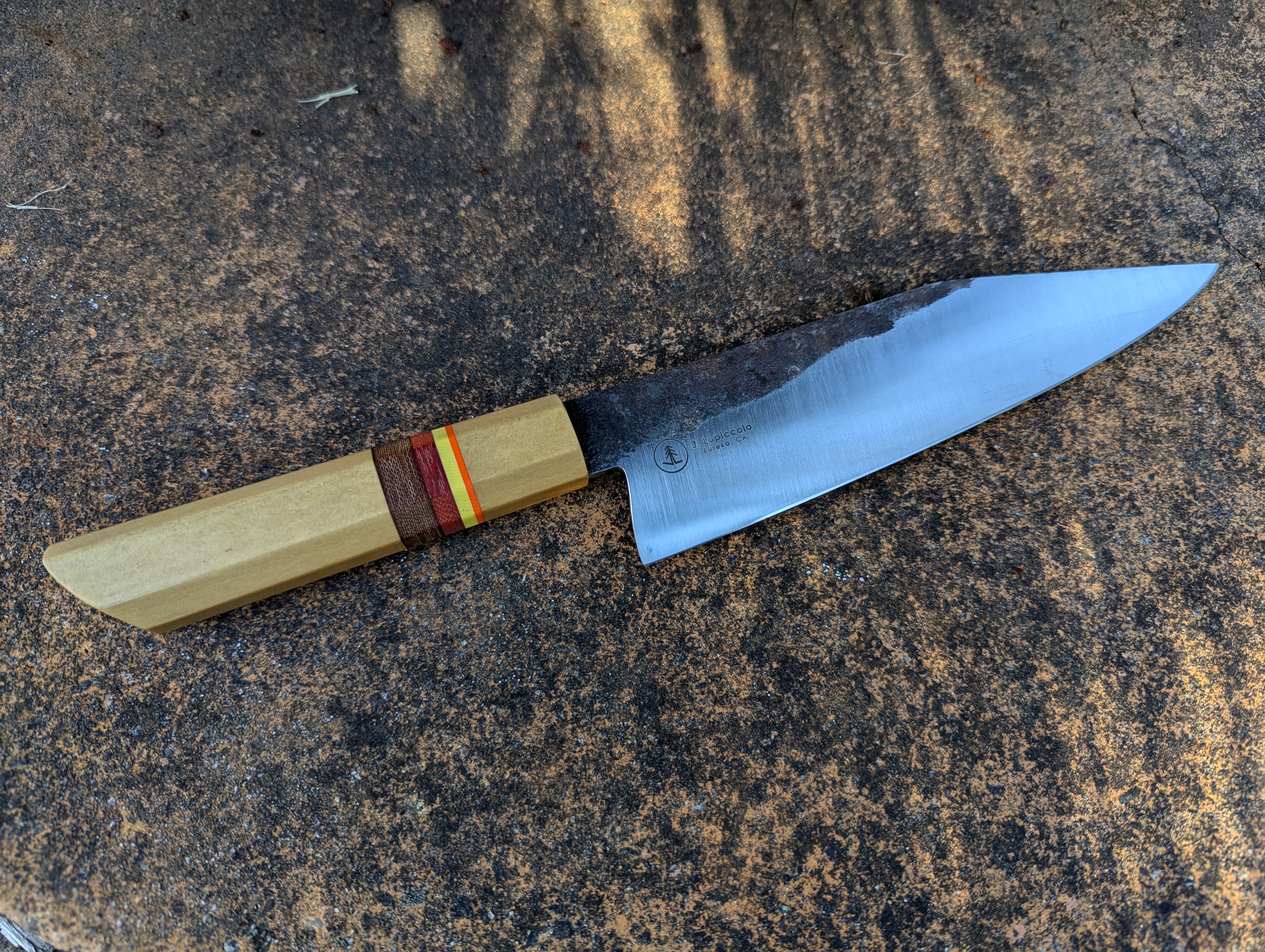 Forged Stainless K-Tip 7.75" Chef's Knife with Vintage Paper Micarta Handle