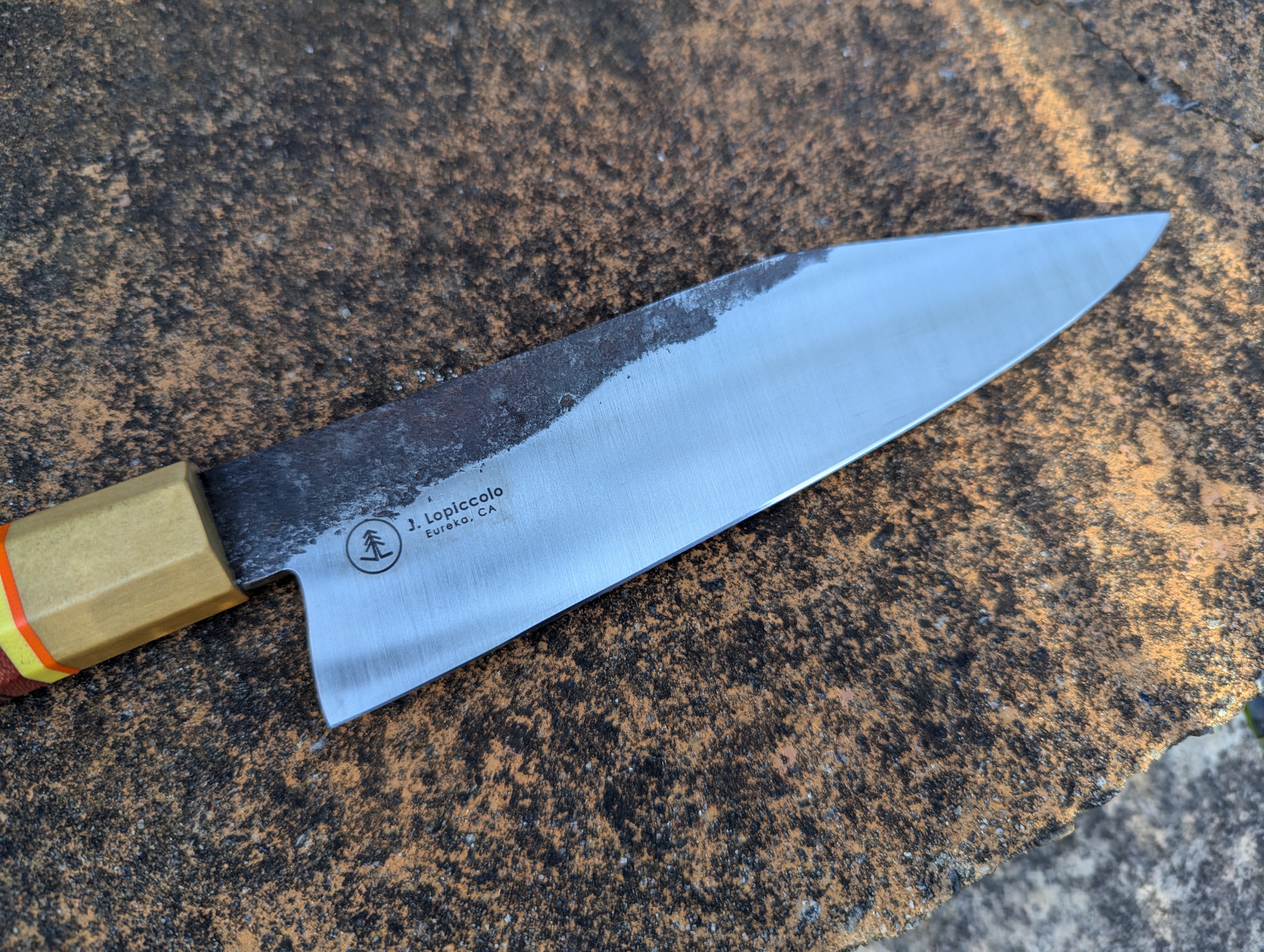 Forged Stainless K-Tip 7.75" Chef's Knife with Vintage Paper Micarta Handle