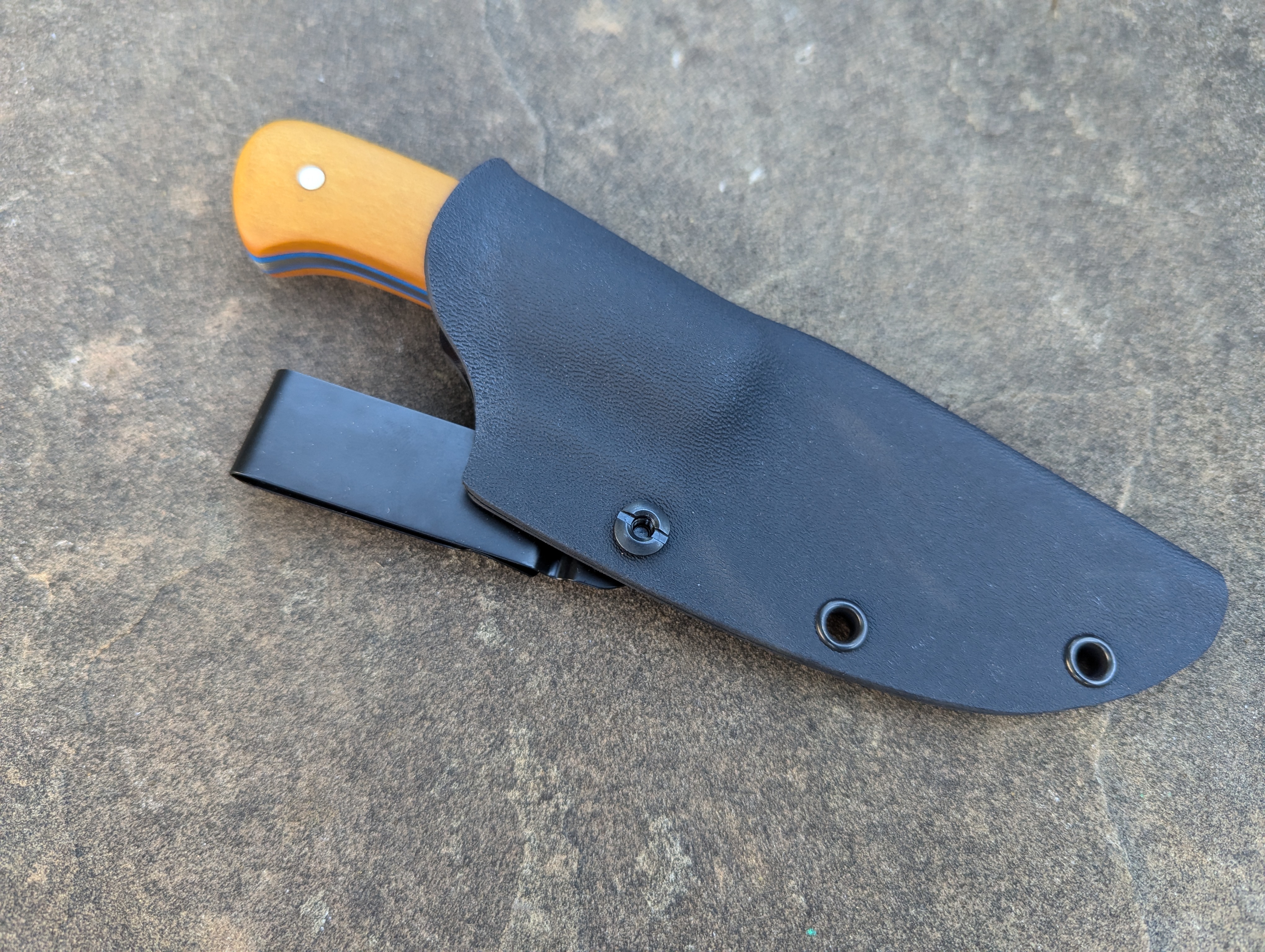 3.5" Drop Point Hunter with Vintage Paper Micarta Handle and Kydex Sheath