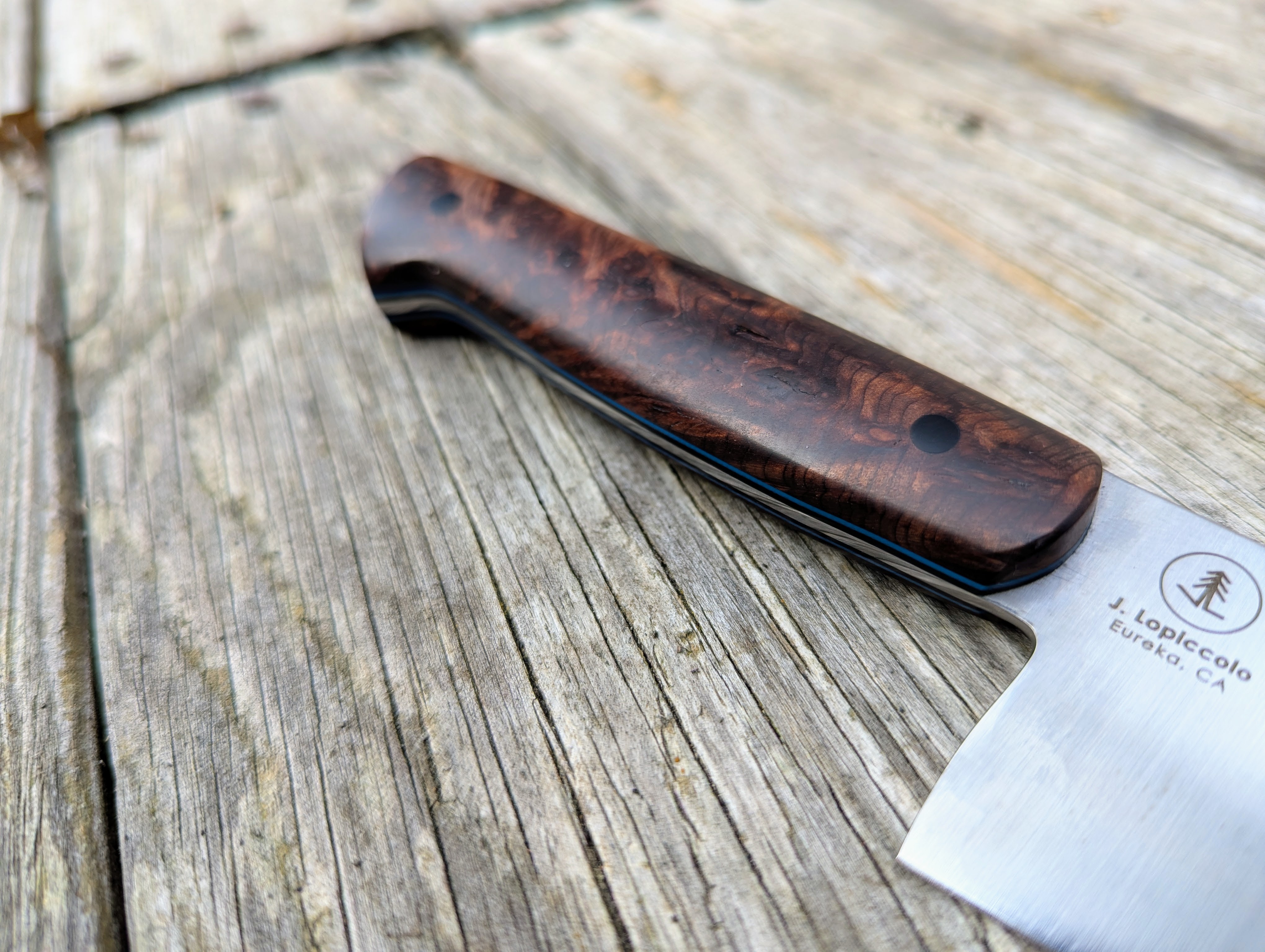 6.5" Petty Knife with Old Growth Redwood Burl