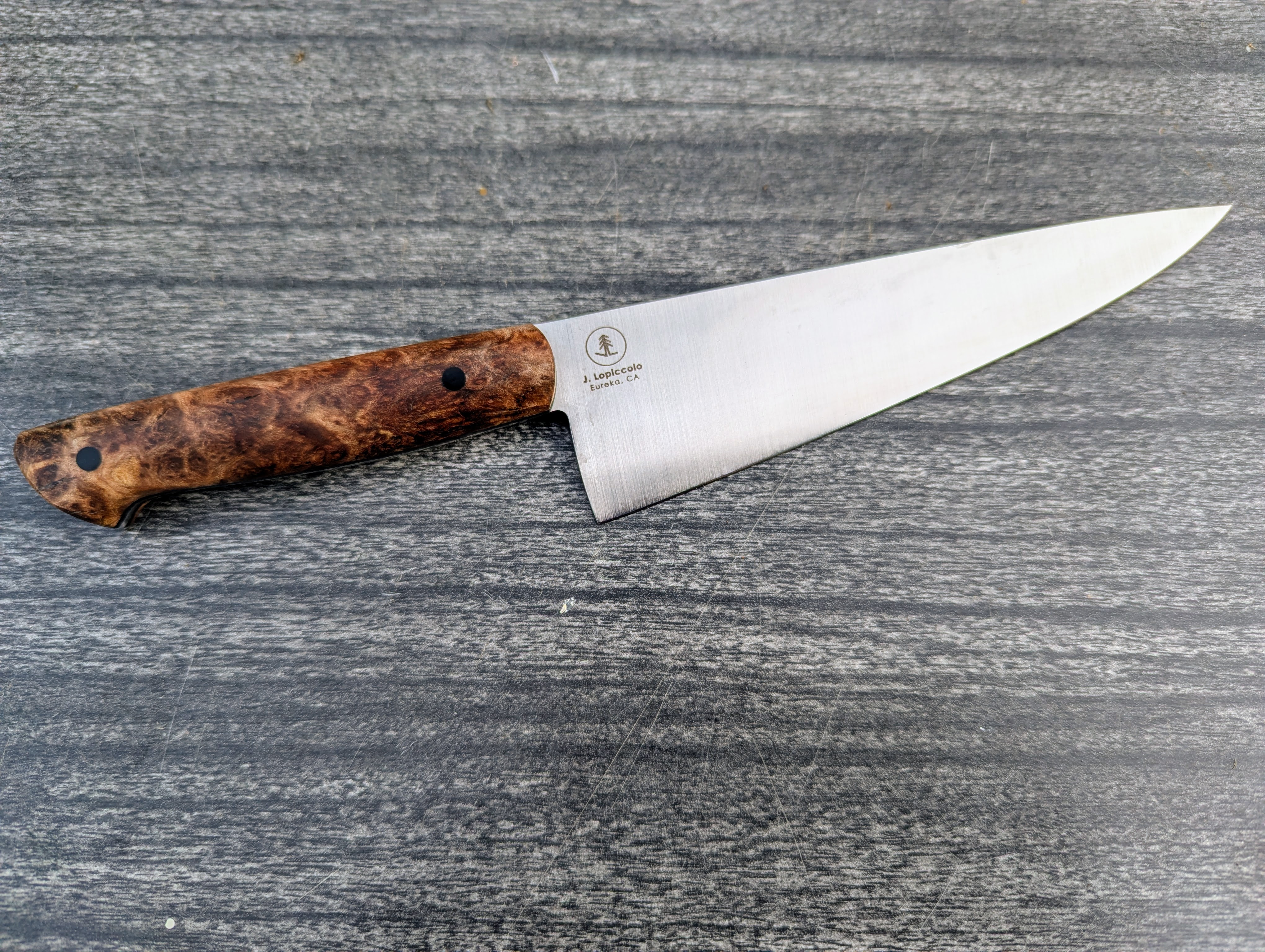 6.5" Petty Knife with Redwood Burl Handle