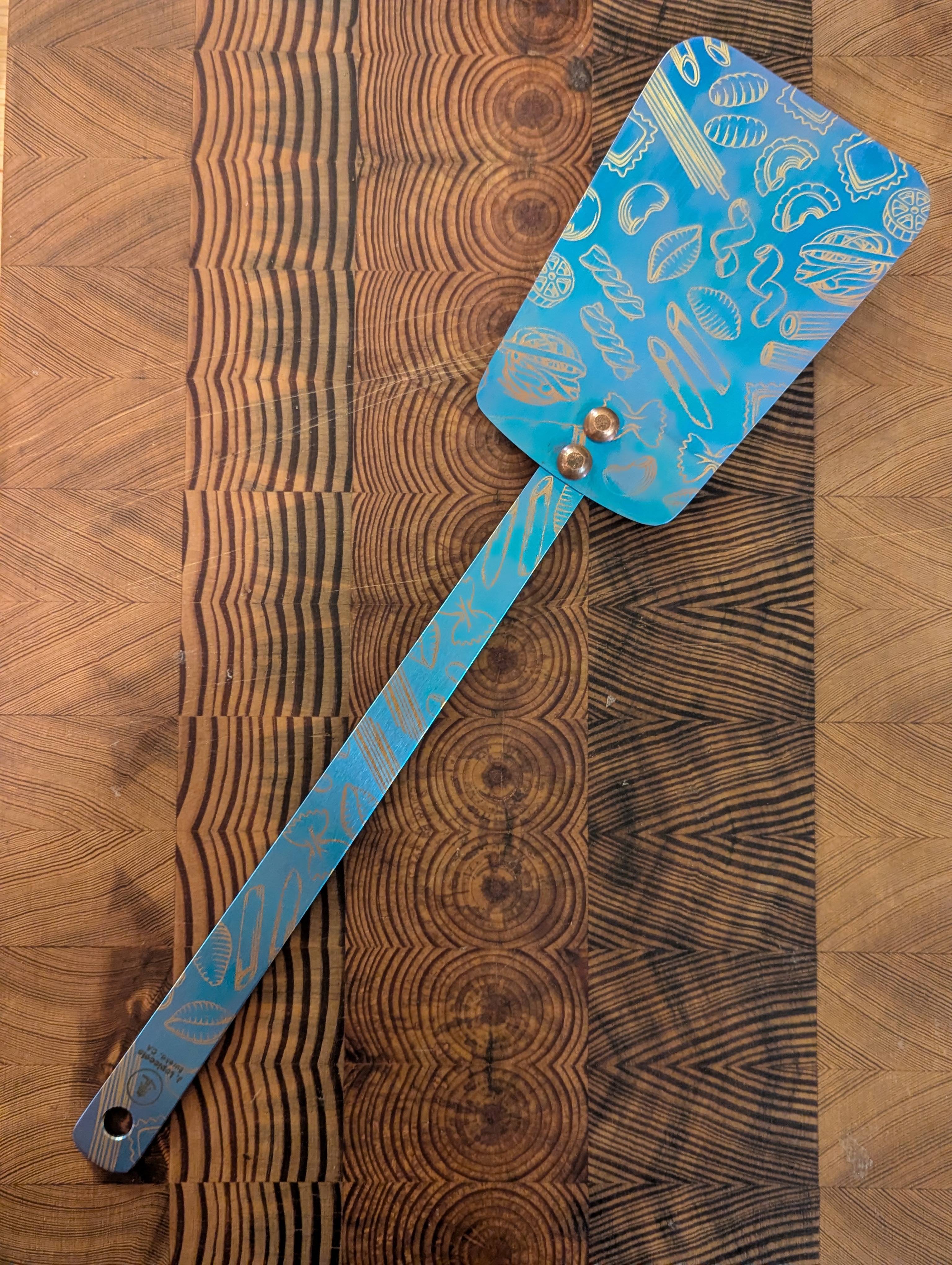 Anodized Titanium Spatula with Pasta Pattern