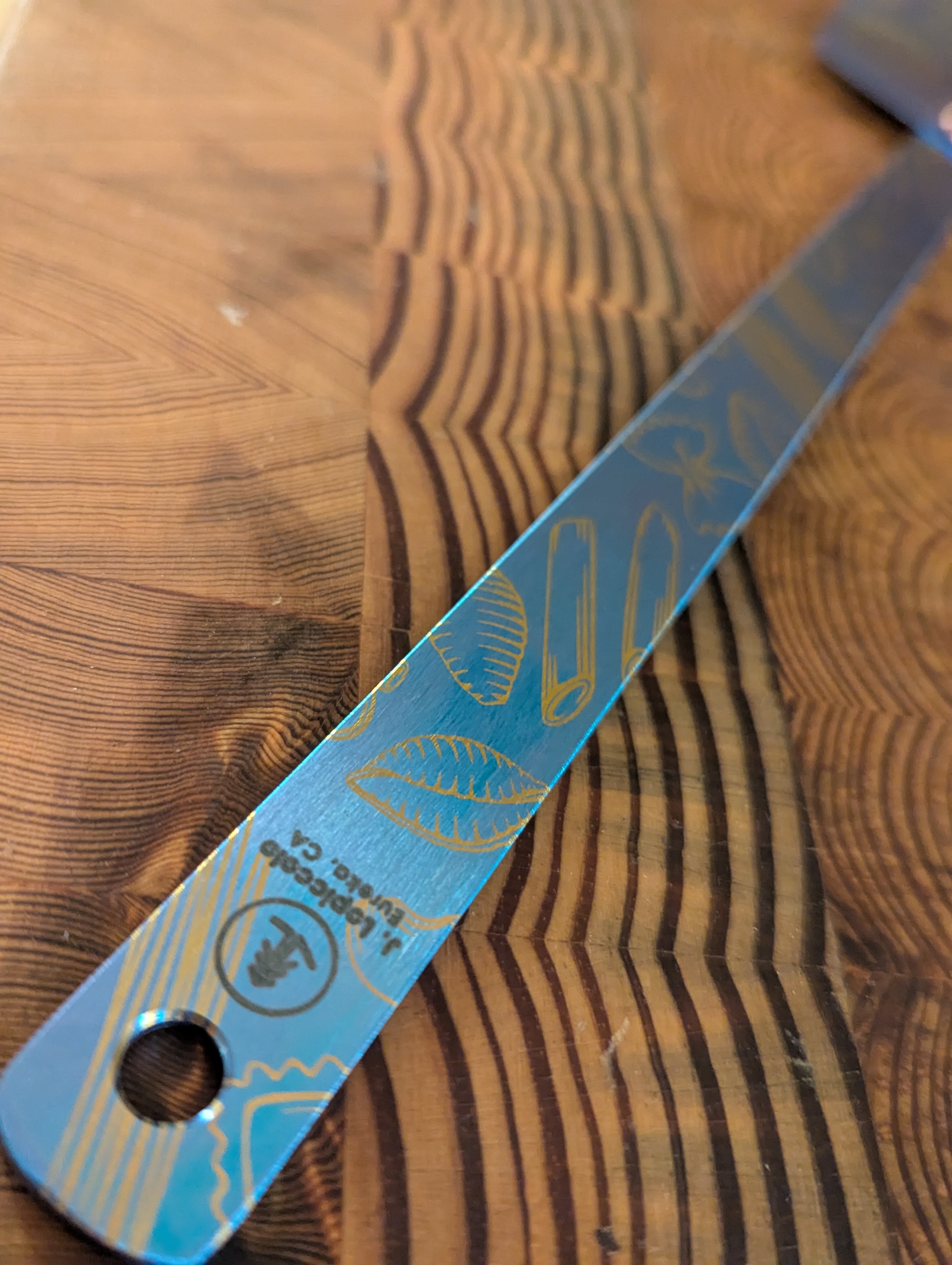 Anodized Titanium Spatula with Pasta Pattern