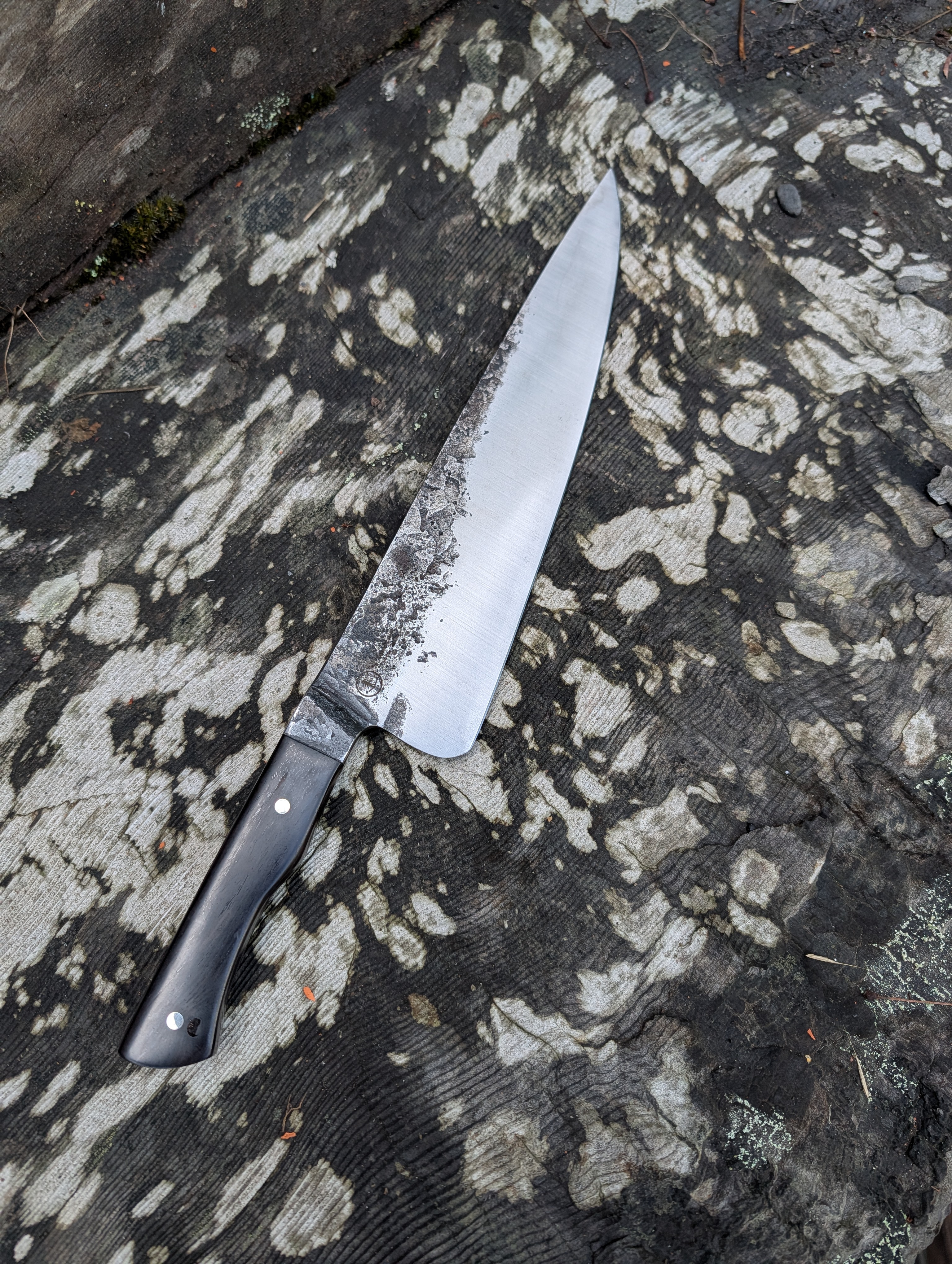 Full tang Integral Bolster Chef's Knife with African Blackwood