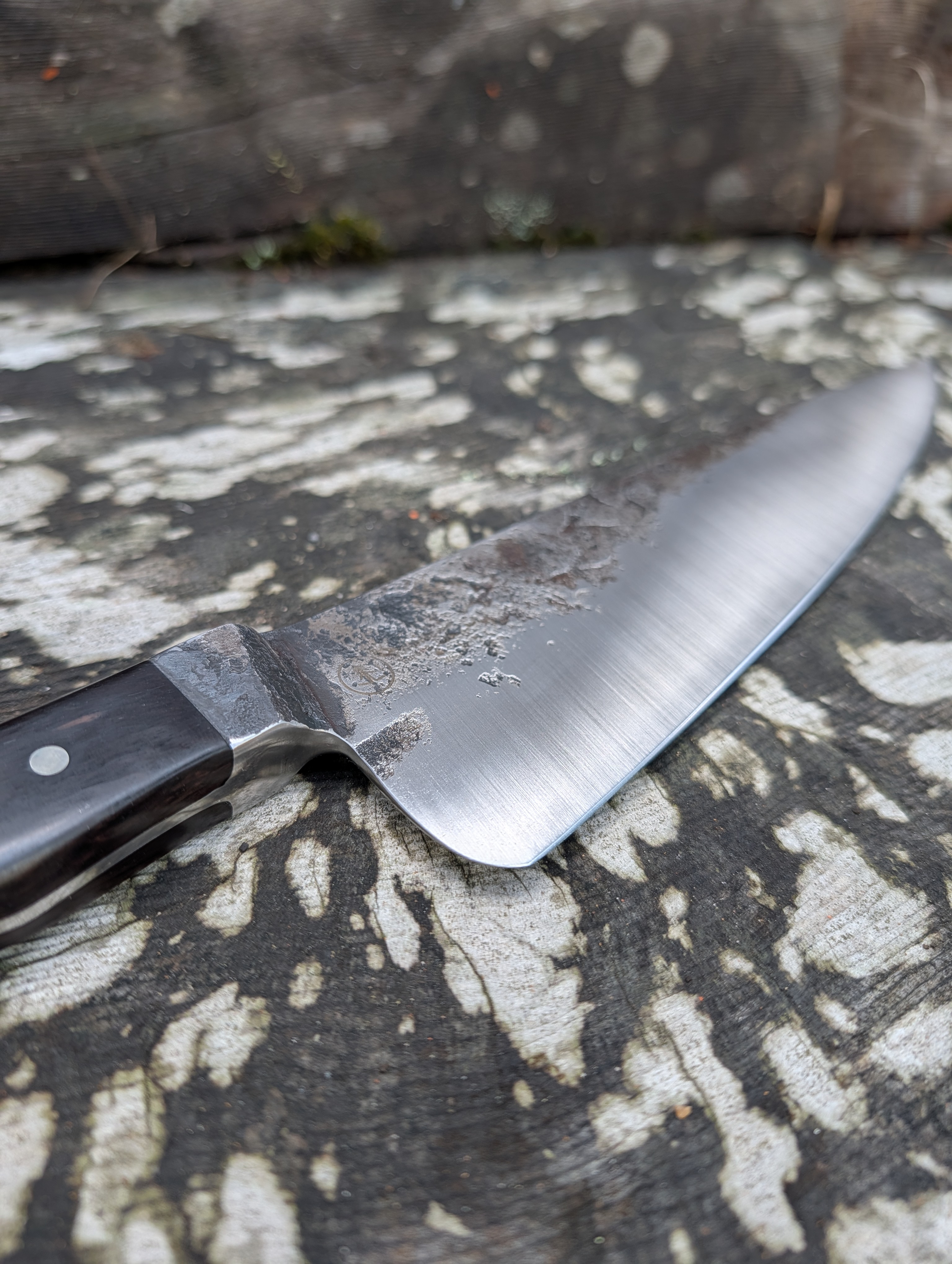 Full tang Integral Bolster Chef's Knife with African Blackwood