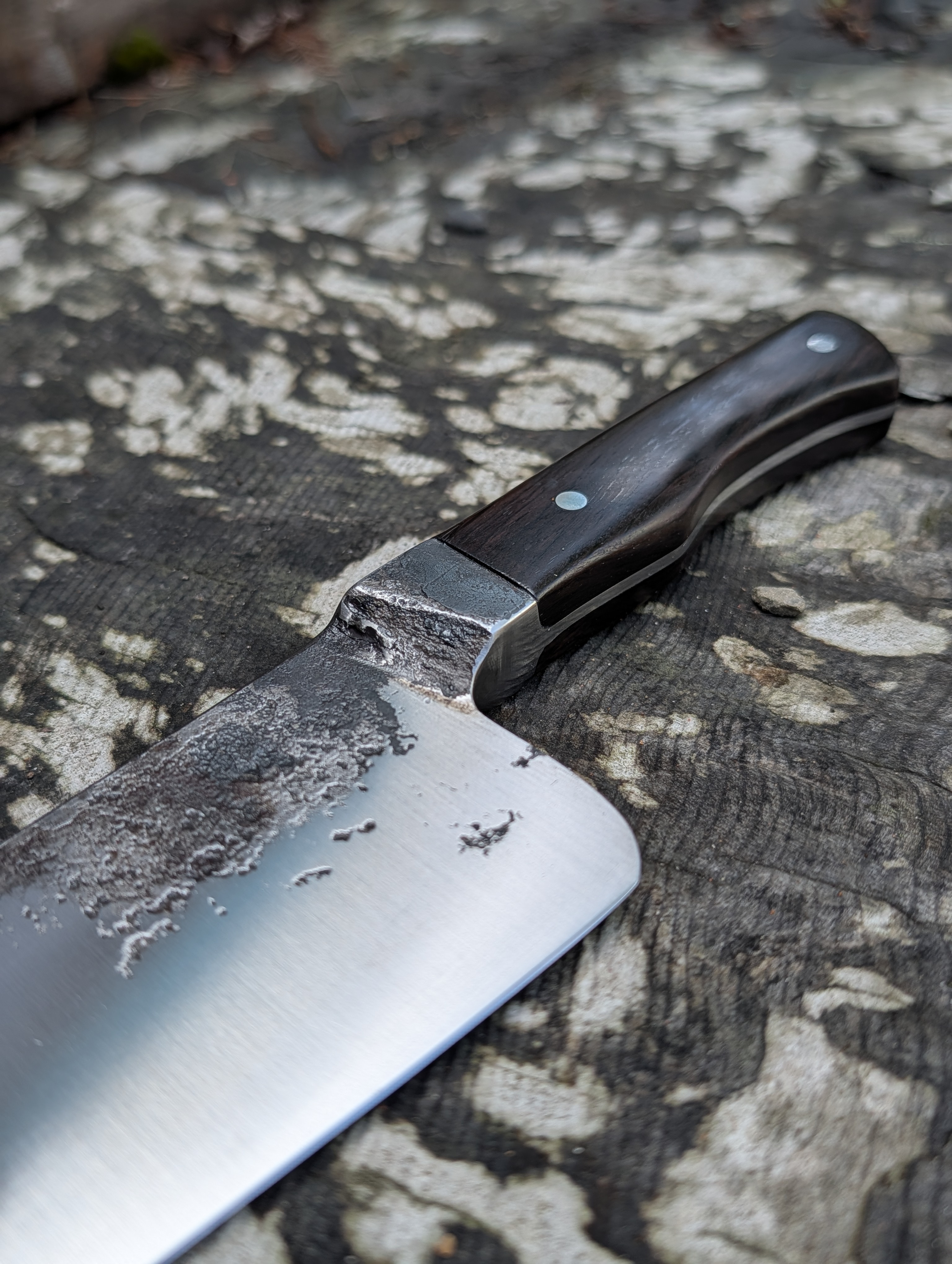 Full tang Integral Bolster Chef's Knife with African Blackwood