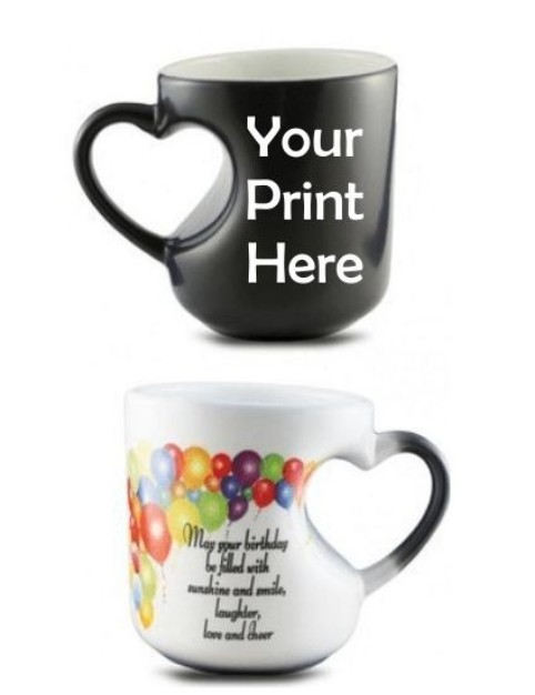 Heart Handle Magic Ceramic Mug Set