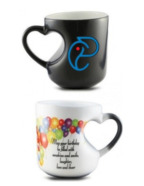 Heart Handle Magic Ceramic Mug Set