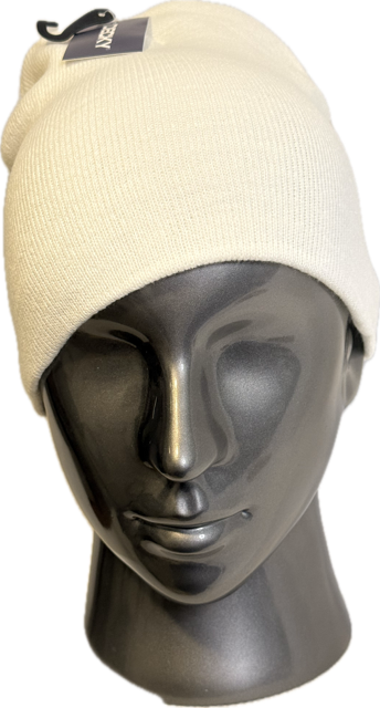 FIREFIGHTER MASK SHEILD on CREAM STITCH BACKGROUND:  KNIT CAP COLOR