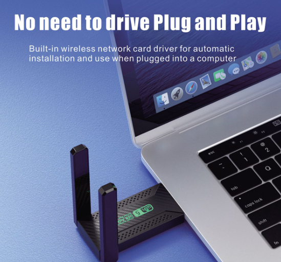 USB3.0 Wireless Dual Band Adapter WiFi 5 1200Mbps 2.4G/ 5Ghz Network