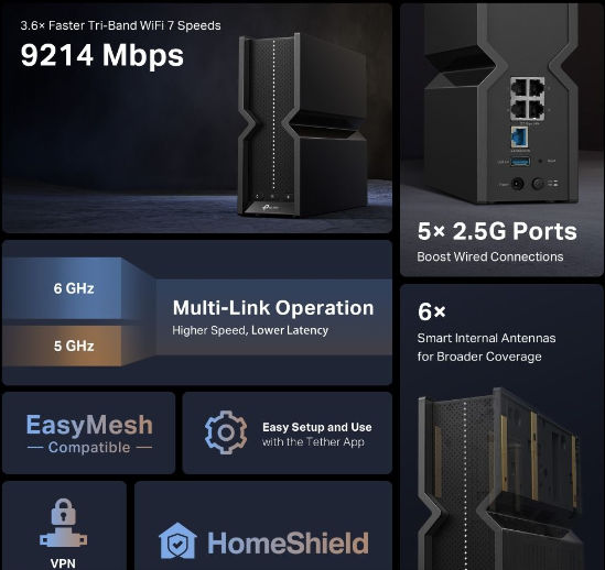 TL-ARCHERBE550 BE9300 Tri-Band Wi-Fi 7 Router