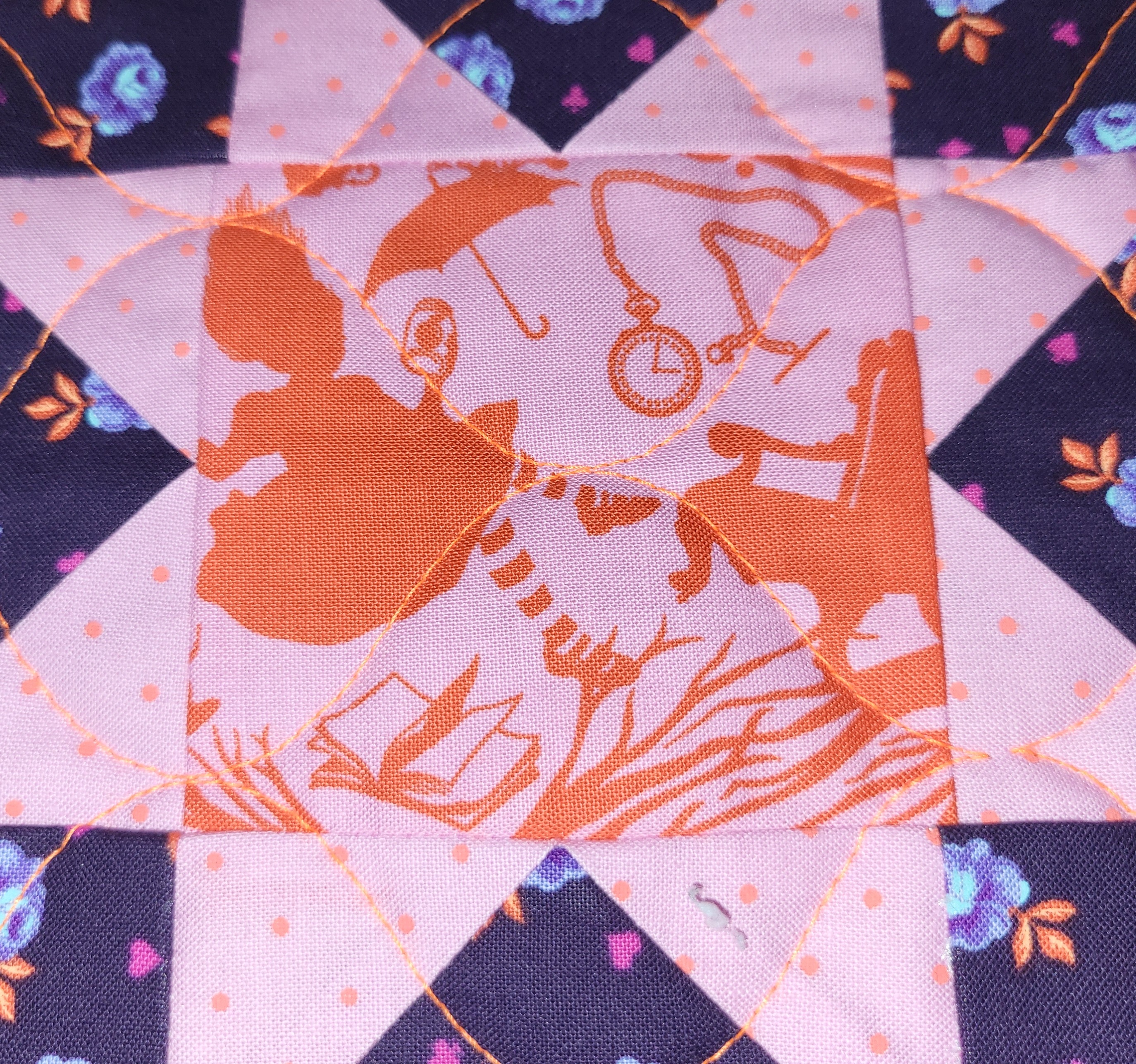 Large Bright Color Mug Rug using Tula Pink fabrics Handmade Alice Curiouser