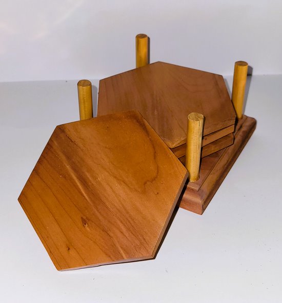 Handmade Wooden Hexagonal Coasters