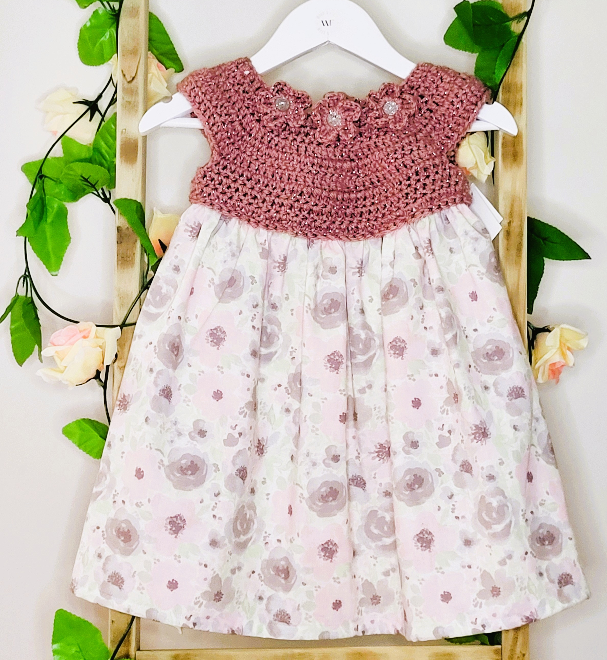 Gorgeous Crochet Dress for Toddler/Baby Dusty Rose