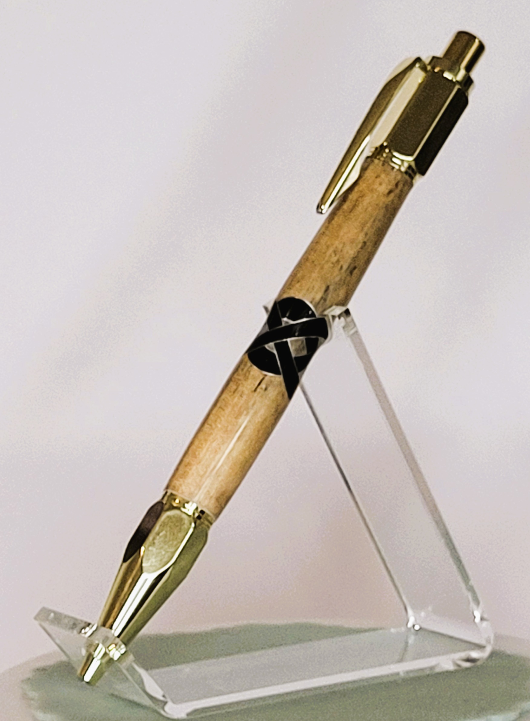 Handcrafted Hand Turned Wood CELTIC KNOT Deluxe TEAK Wood Silent Click Pen