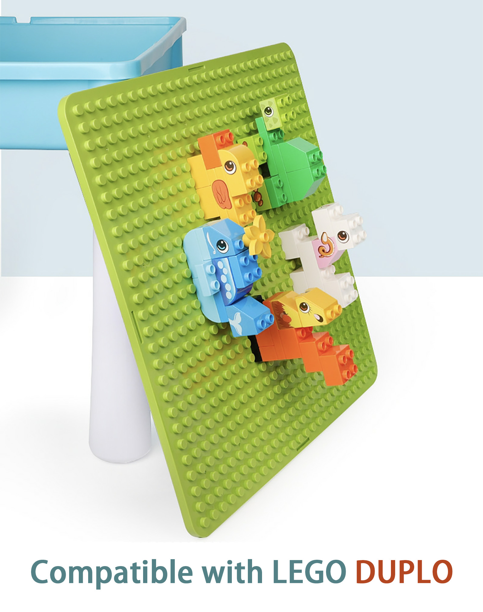 Kid's Multi-Activity Table Chair Set Compatible with Lego Duplo