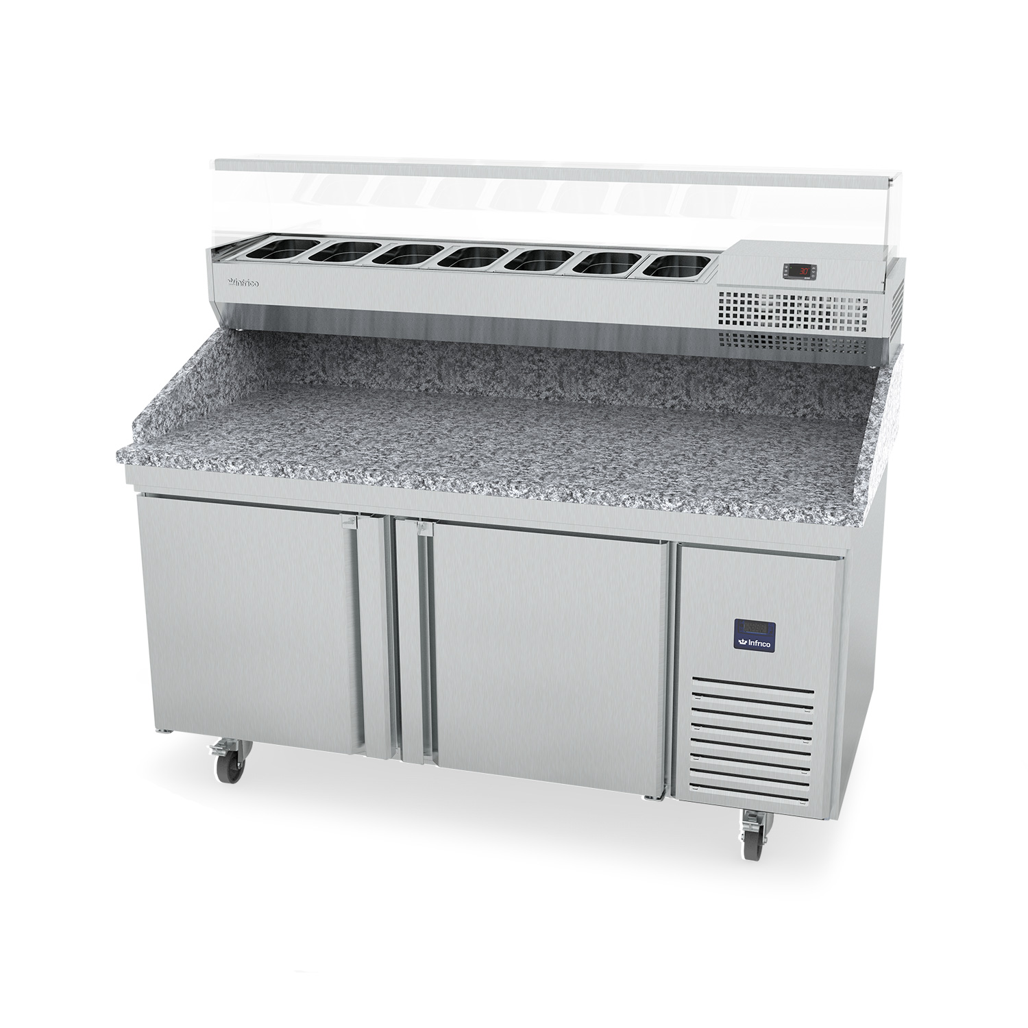 Infrico 67” Pizza Prep Table Granite Top IUC-MR67GT COMBO