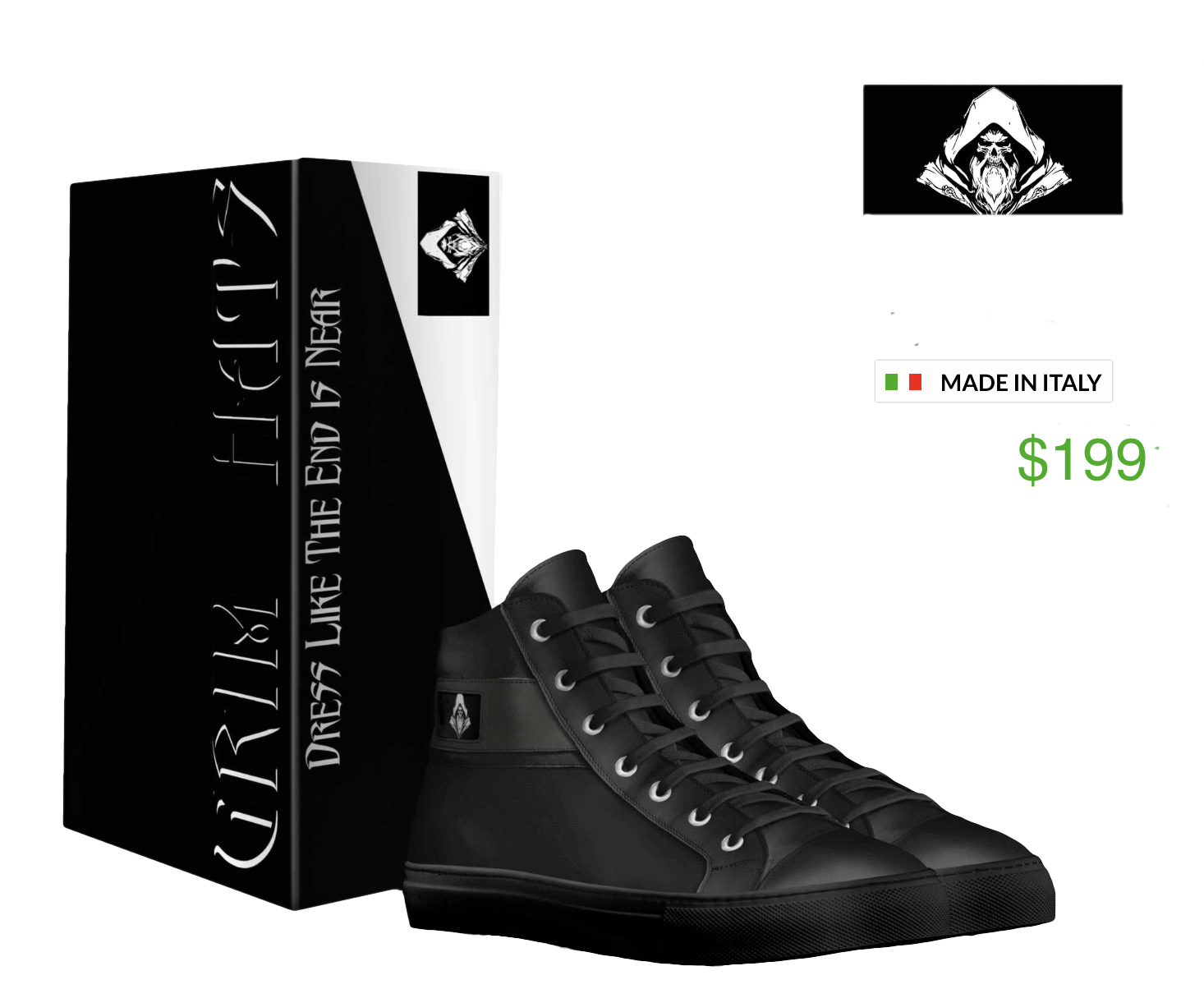 WRAITHS – Blacked Out Custom High-Top Sneakers