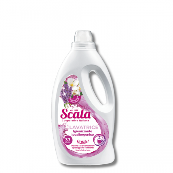 Hipoalerginis koncentruotas audinių skalbiklis Jazminas ir Pačiuliai SCALA 1500ml (37 SKALBIMAI)