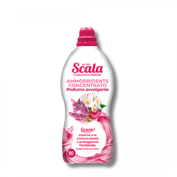 Koncentruotas audinių minkštiklis Jazminas ir Pačiuliai SCALA 1500ml (60 SKALBIMŲ)
