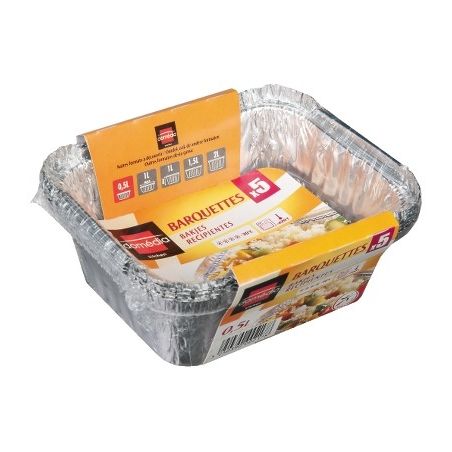 Barquettes récipients aluminium domédia 5x0.5L