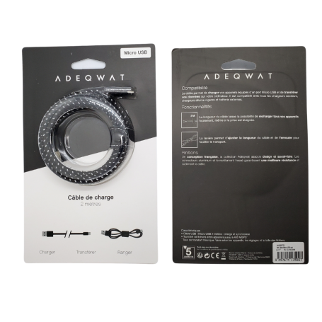 Câble USB / Micro ADEQWAT M - Magnétique Tréssé