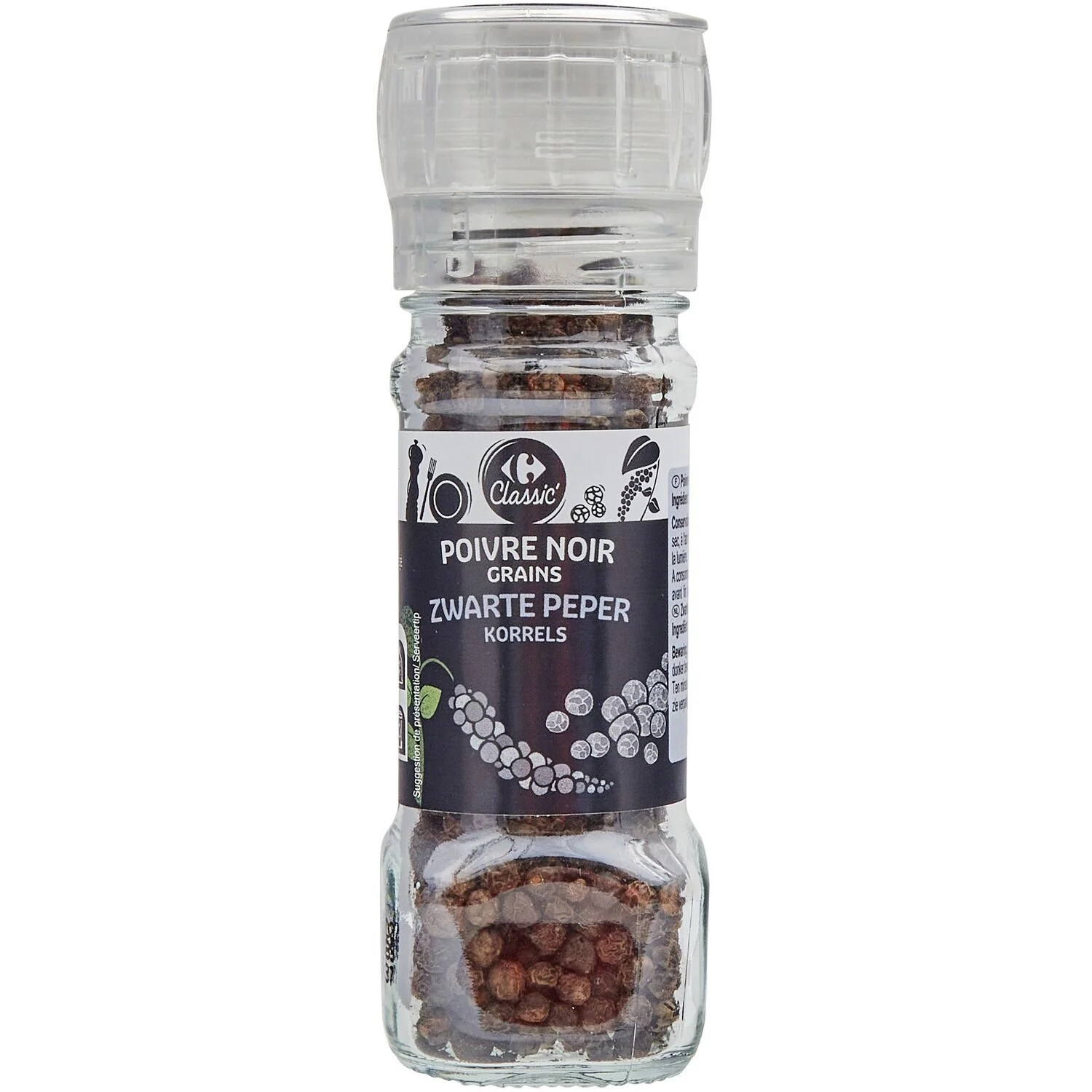 Poivre noir grains CLASSIC' le moulin de 45g